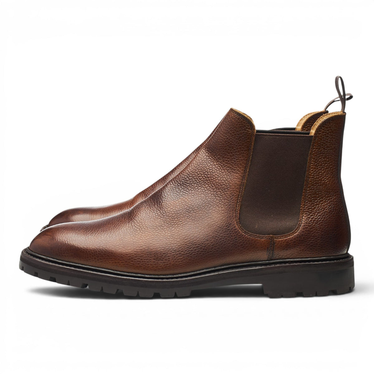 'Chelsea 11' Brown Grain Leather Chelsea Boots UK 9.5 E