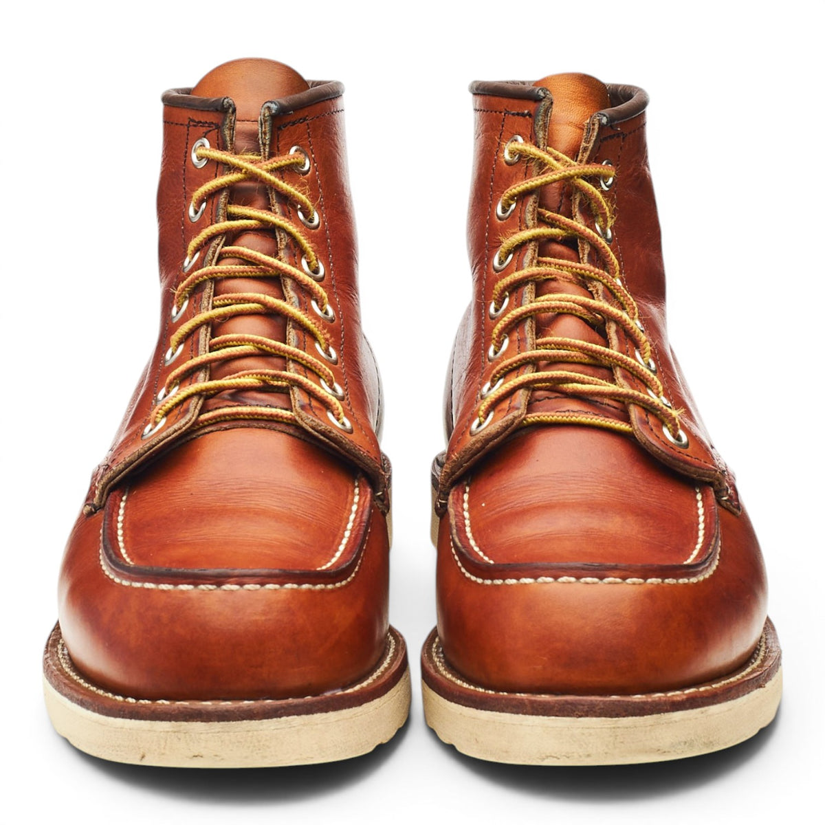 '875' Tan Brown Leather Moc Toe Boots UK 8 US 9