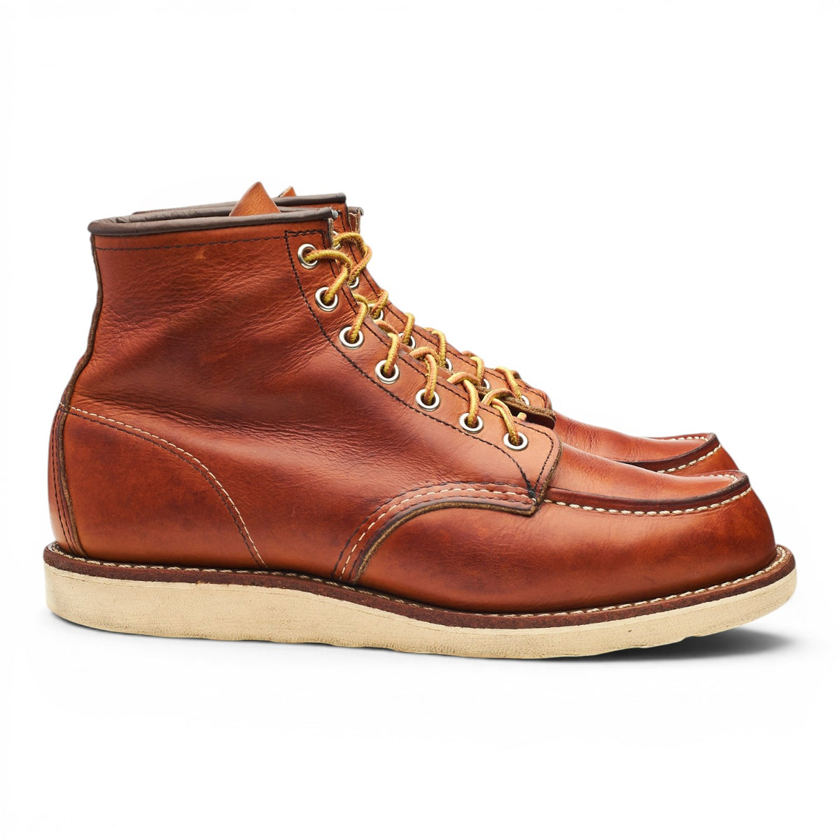 '875' Tan Brown Leather Moc Toe Boots UK 8 US 9