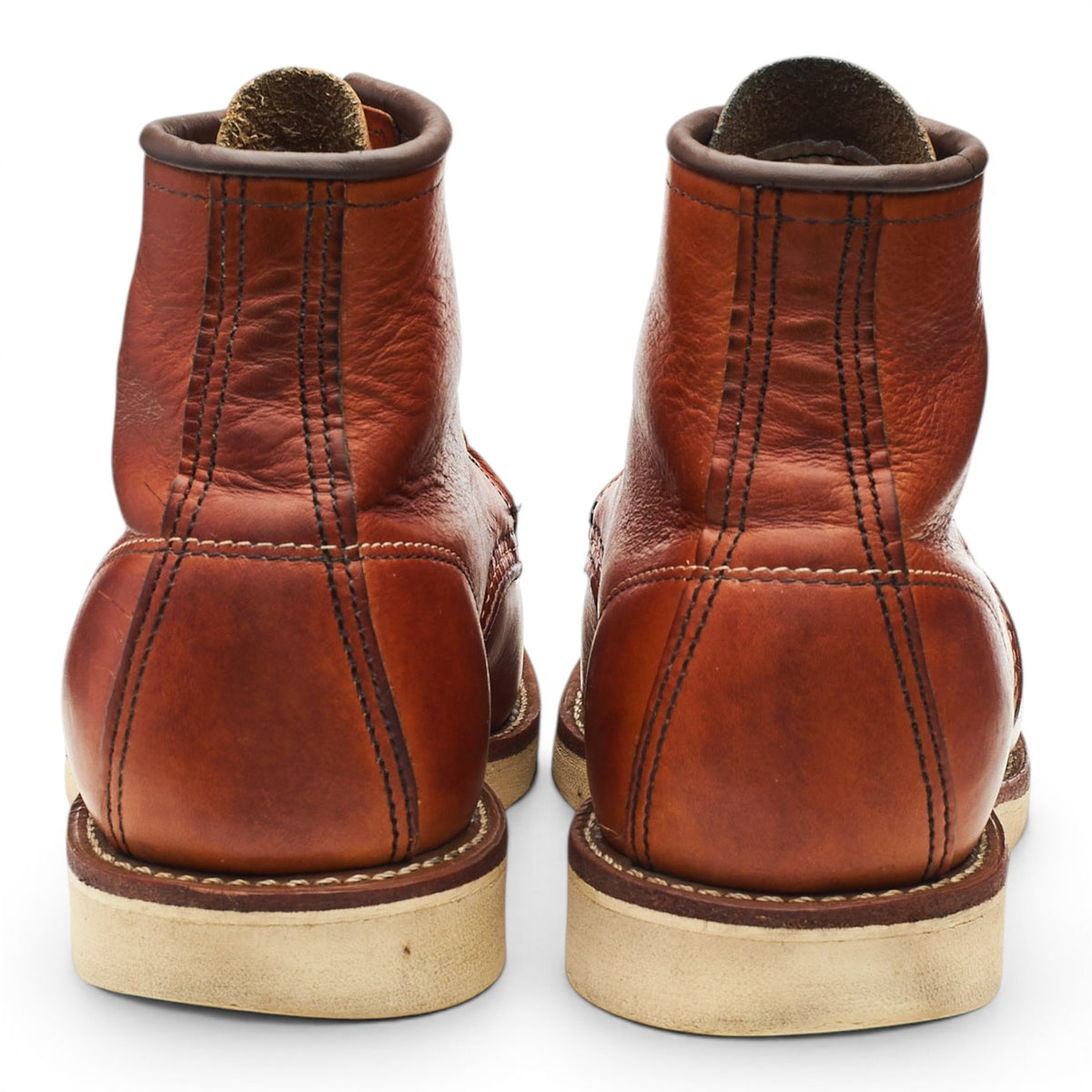 '875' Tan Brown Leather Moc Toe Boots UK 8 US 9