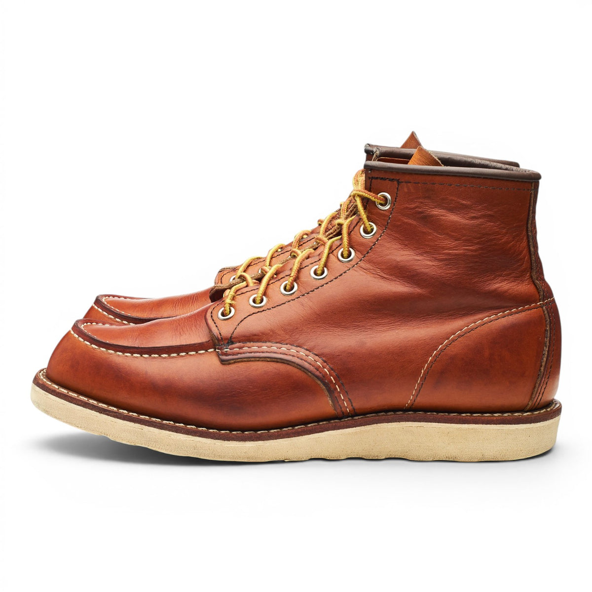 '875' Tan Brown Leather Moc Toe Boots UK 8 US 9