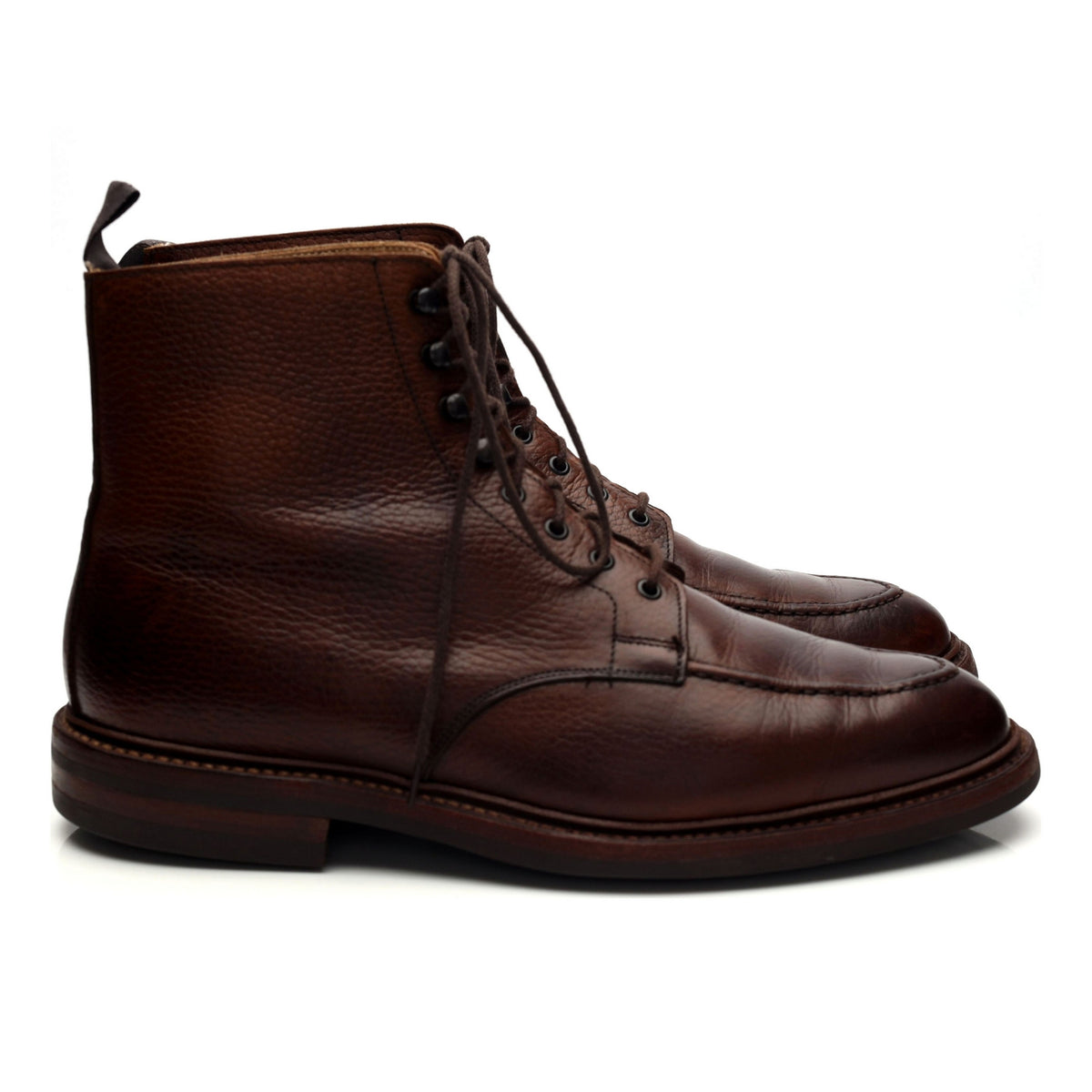 &#39;Galway 2&#39; Dark Brown Grain Leather Apron Boots UK 8 E