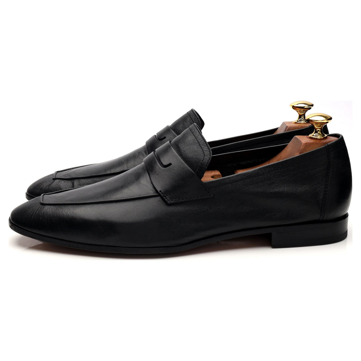 Black Leather Unlined Loafers UK 9.5