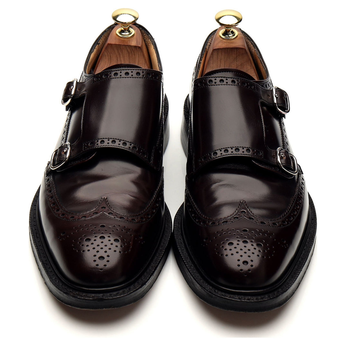 &#39;Monkton&#39; Burgundy Leather Double Monk Strap UK 7.5 F