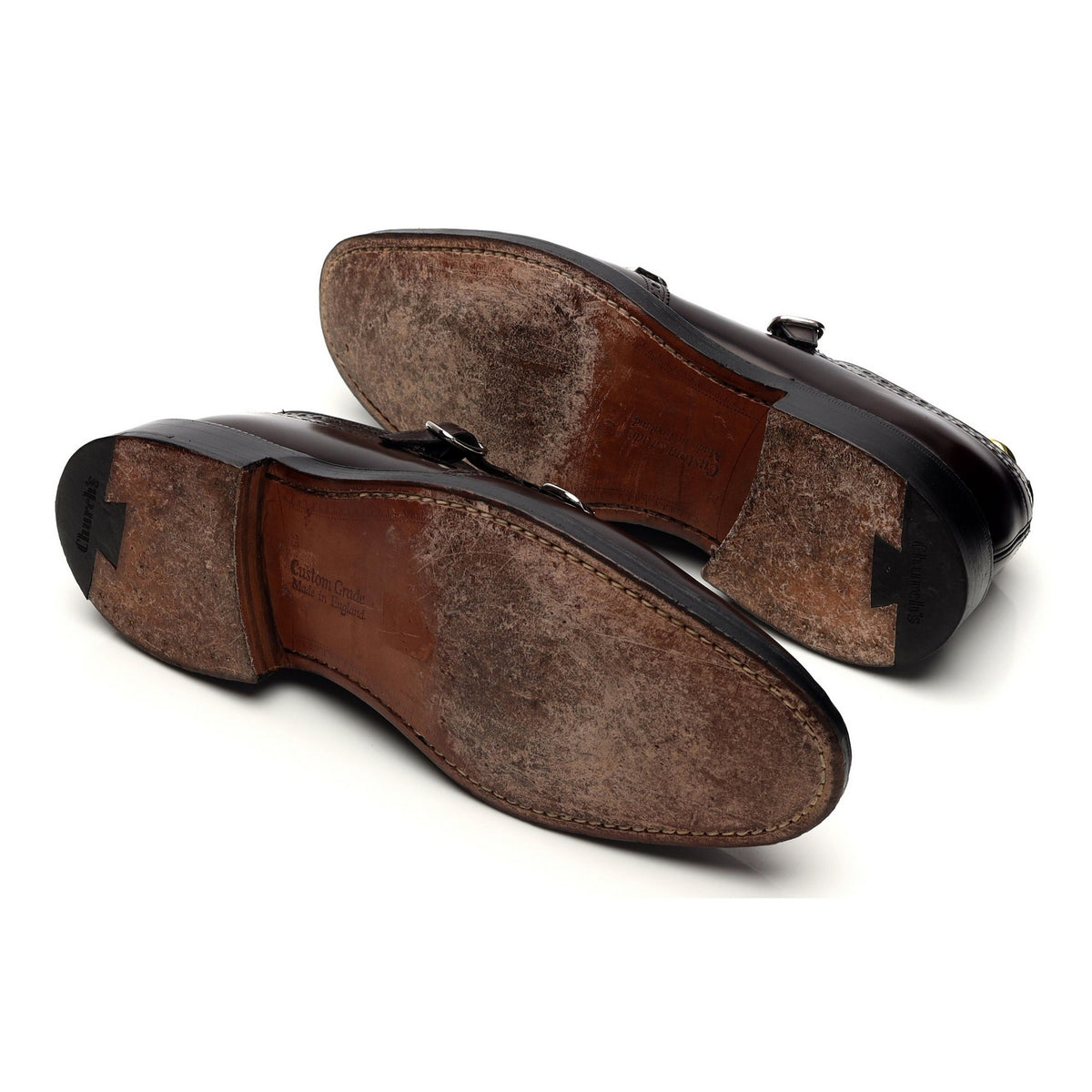 &#39;Monkton&#39; Burgundy Leather Double Monk Strap UK 7.5 F