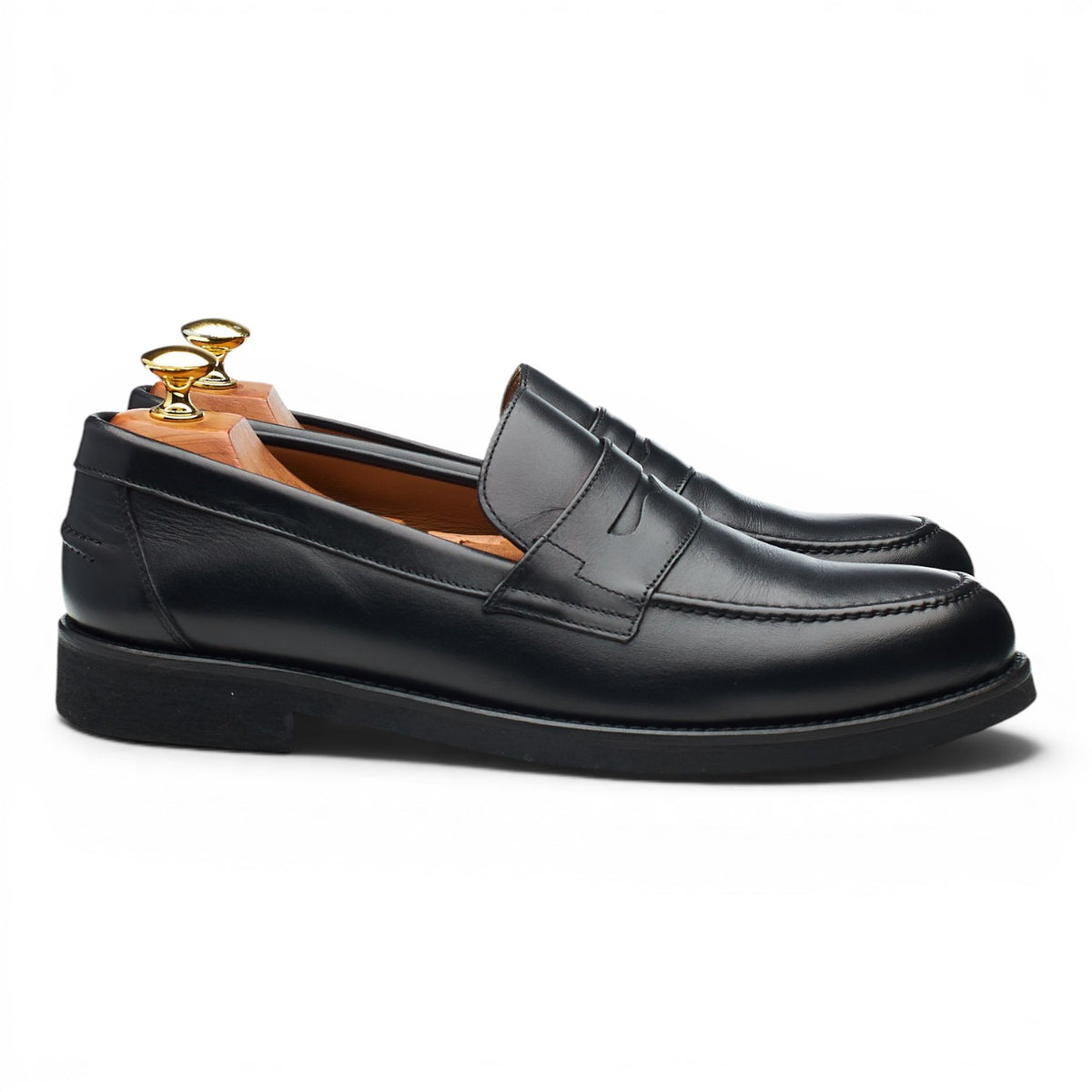 'Crane' Black Leather Loafers UK 8.5