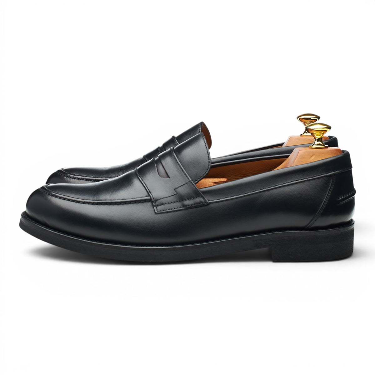 'Crane' Black Leather Loafers UK 8.5