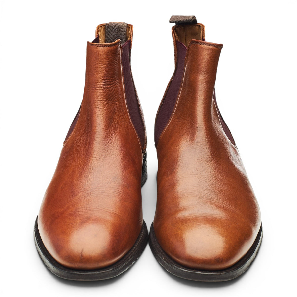'Barnes' Tan Brown Grain Leather Chelsea Boots UK 9.5 F