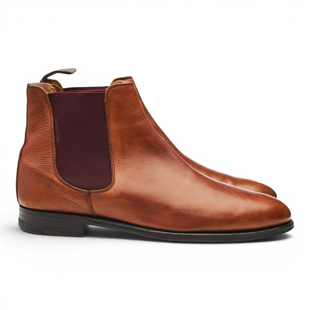 'Barnes' Tan Brown Grain Leather Chelsea Boots UK 9.5 F