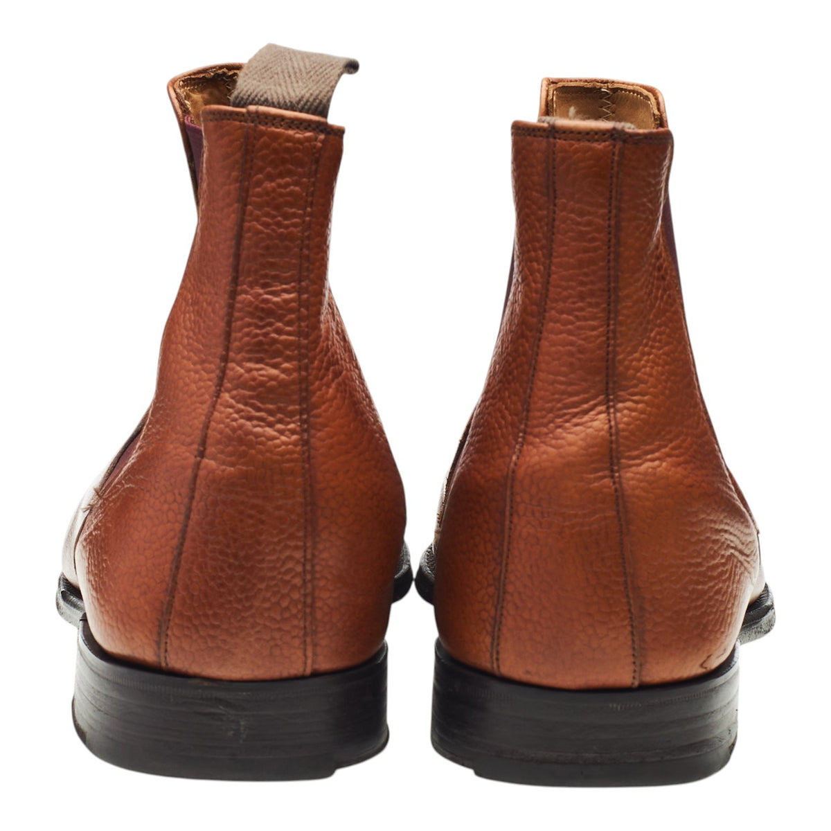 'Barnes' Tan Brown Grain Leather Chelsea Boots UK 9.5 F