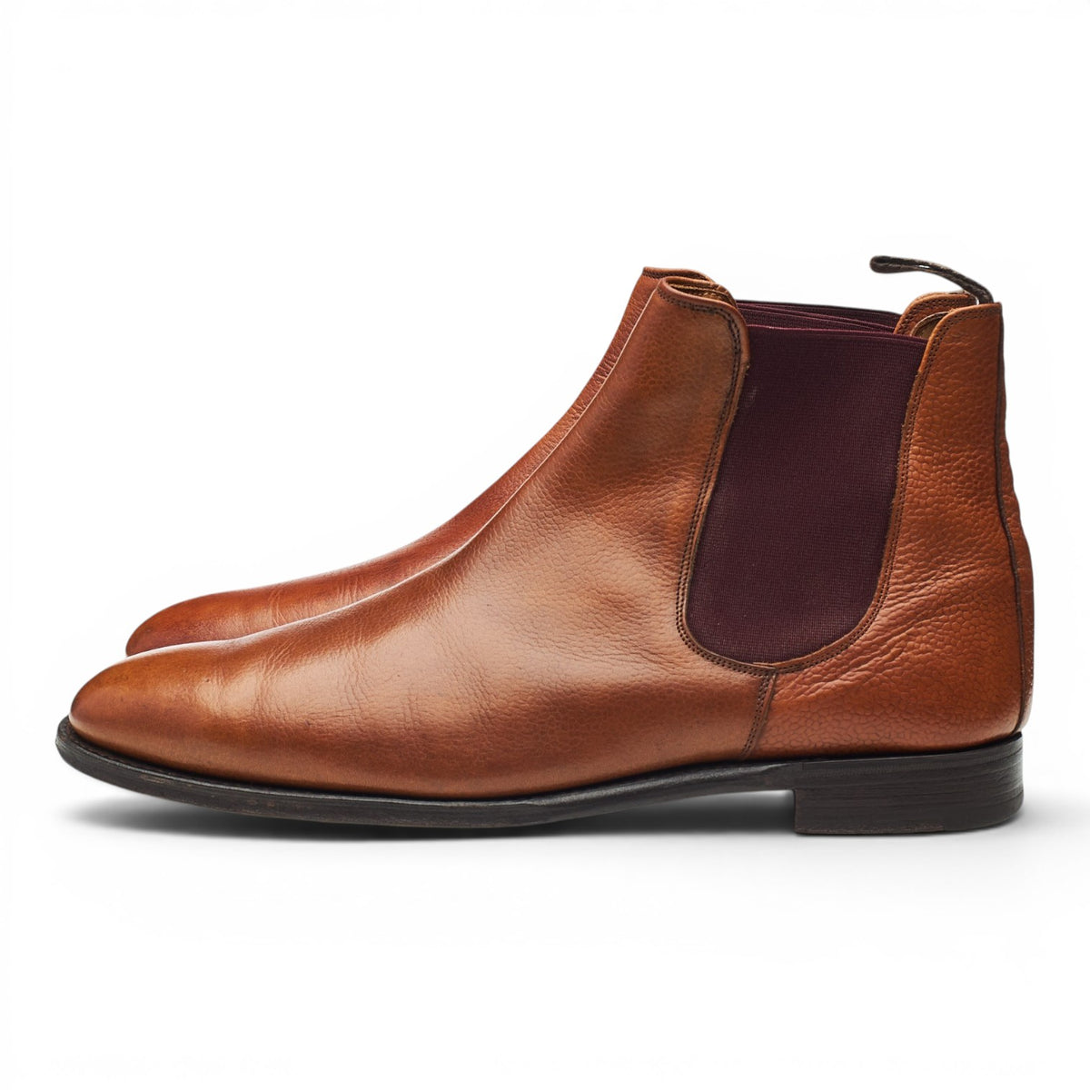 'Barnes' Tan Brown Grain Leather Chelsea Boots UK 9.5 F