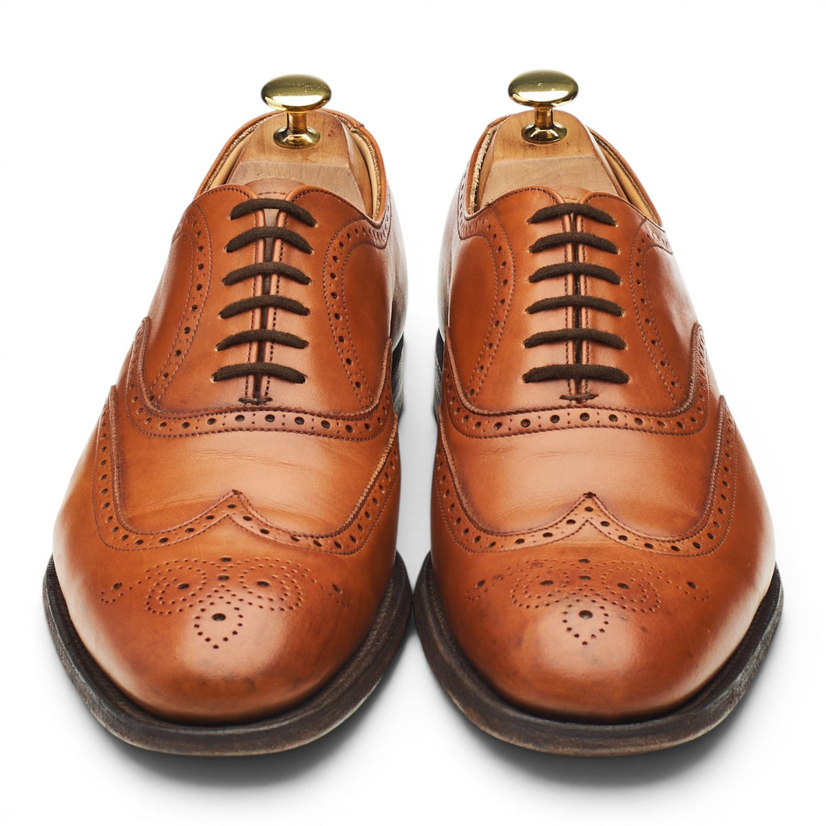 'Berlin' Tan Brown Leather Oxford Brogues UK 8 F
