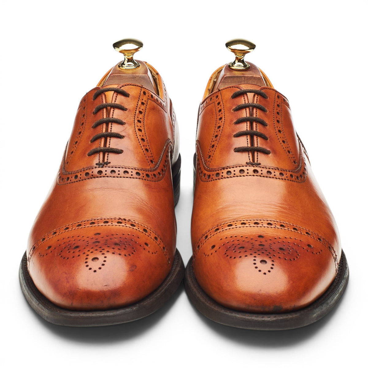 'Wilfred' Tan Brown Leather Oxford Brogue UK 9.5 F