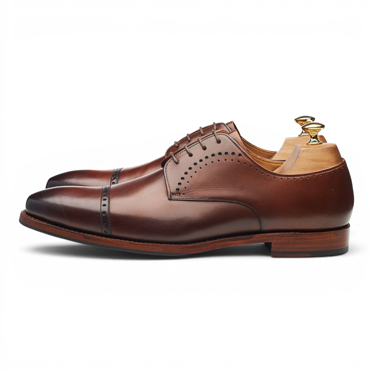 'Noah' Brown Patina Leather Cap Toe Derby UK 9.5 F