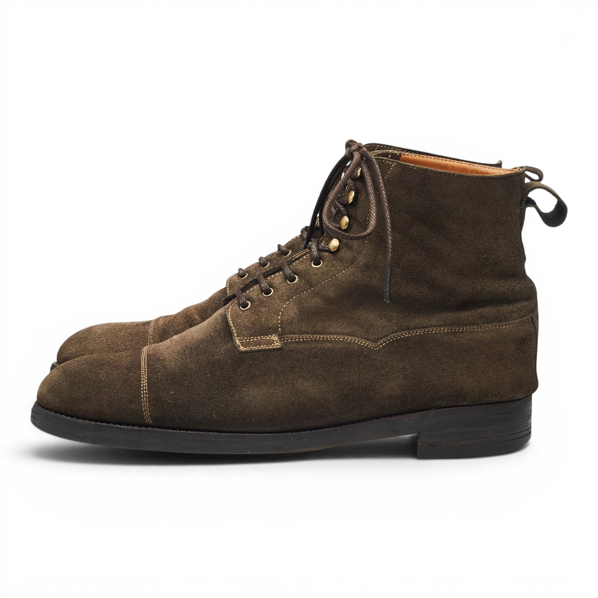 'Kingsley' Dark Green Suede Field Boots UK 9.5