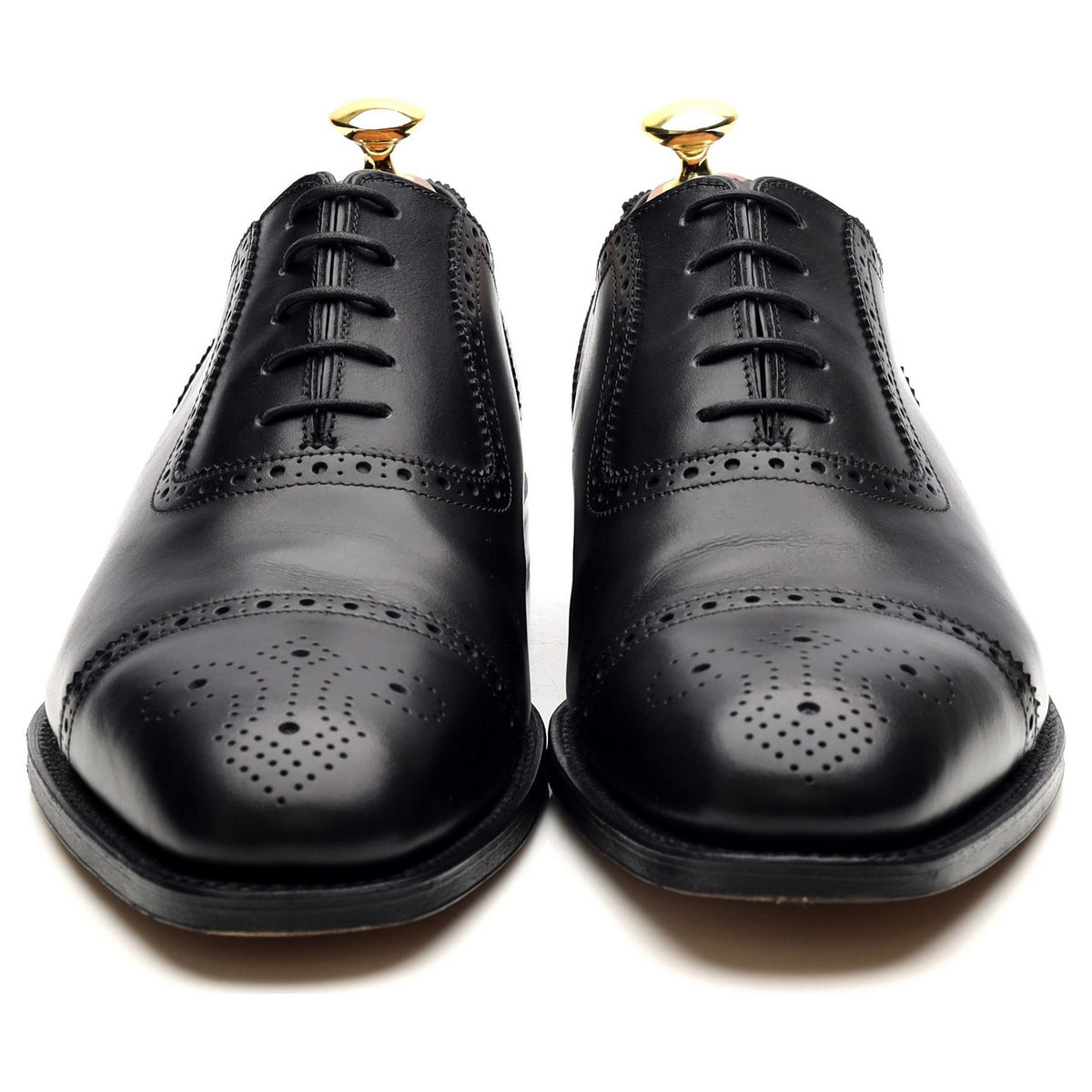 1880 &#39;Strand&#39; Black Leather Oxford Semi Brogues UK 8 F