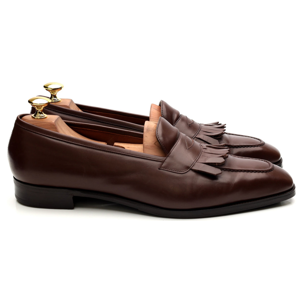&#39;Birley&#39; Brown Leather Fringe Loafers UK 9 D