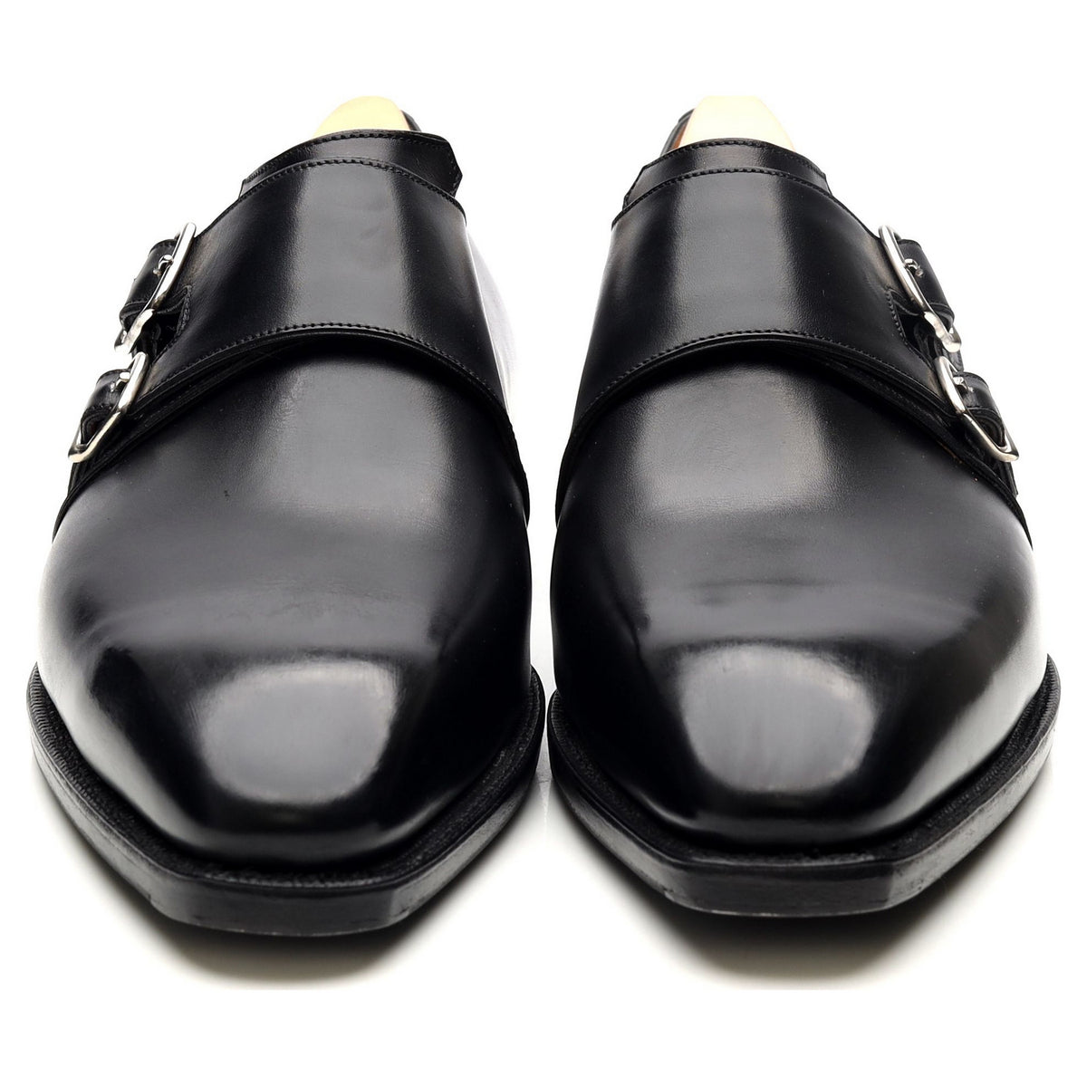 &#39;Twin&#39; Black Leather Double Monk Strap UK 9 E
