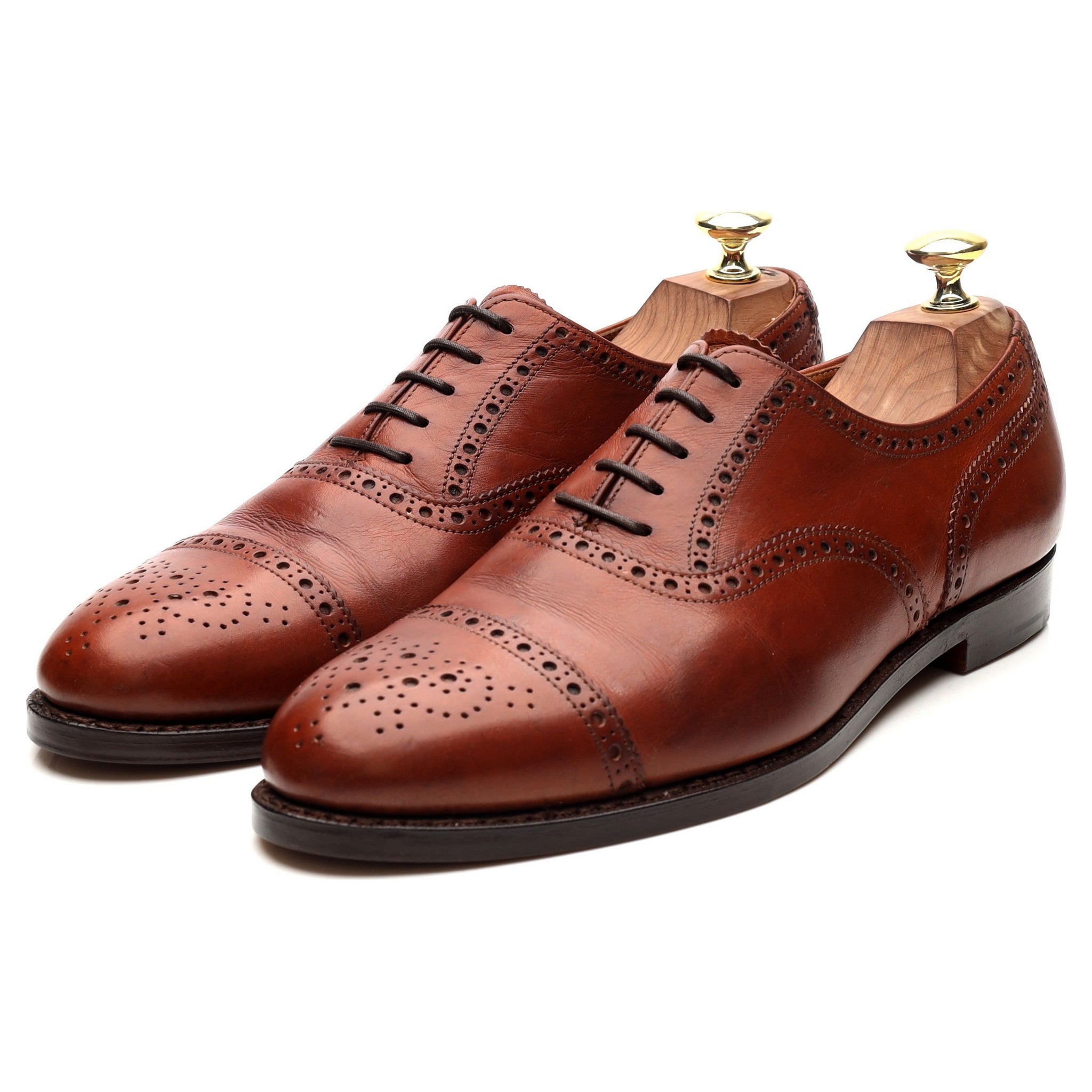 Westminster' Tan Brown Leather Oxford Semi Brogues UK 7.5 E