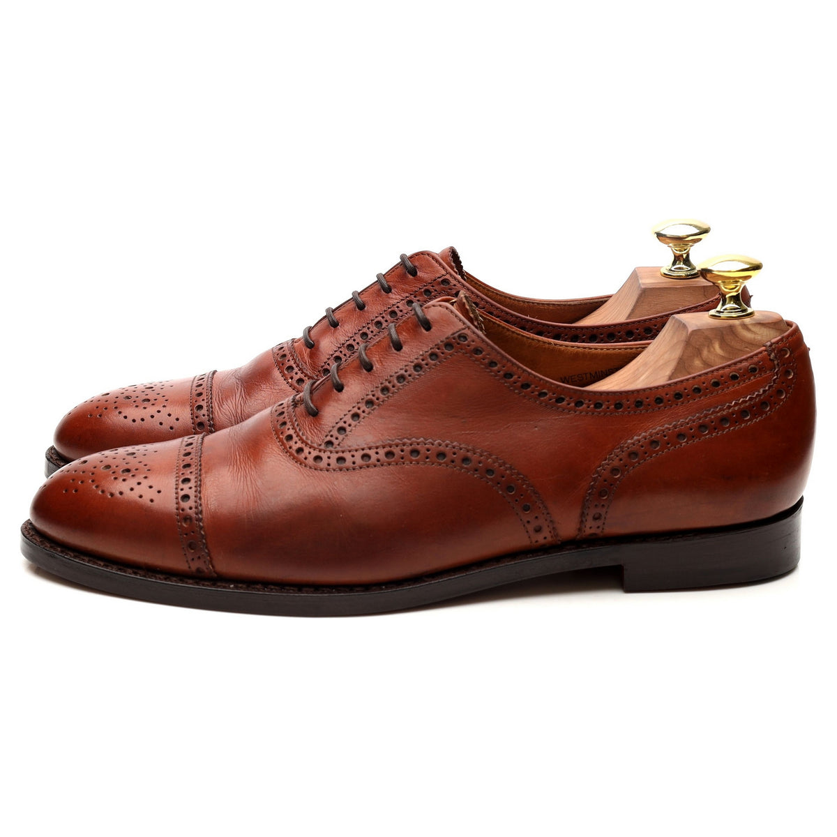 Westminster' Tan Brown Leather Oxford Semi Brogues UK 7.5 E