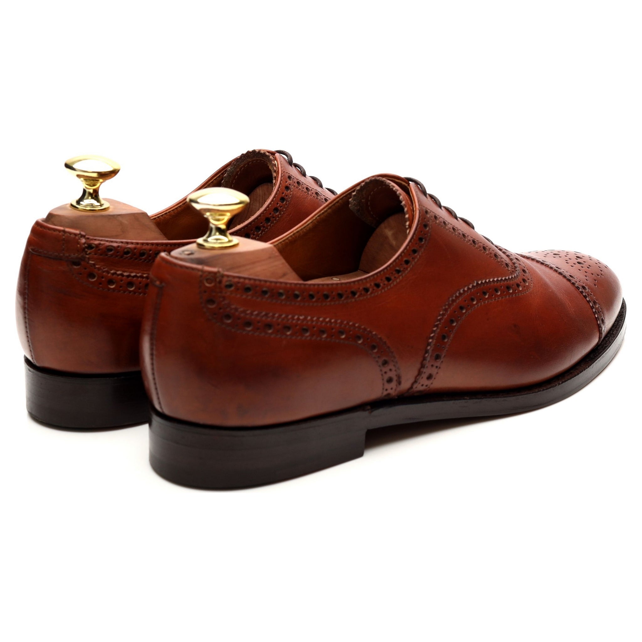 'Westminster' Tan Brown Leather Oxford Semi Brogues UK 7.5 E