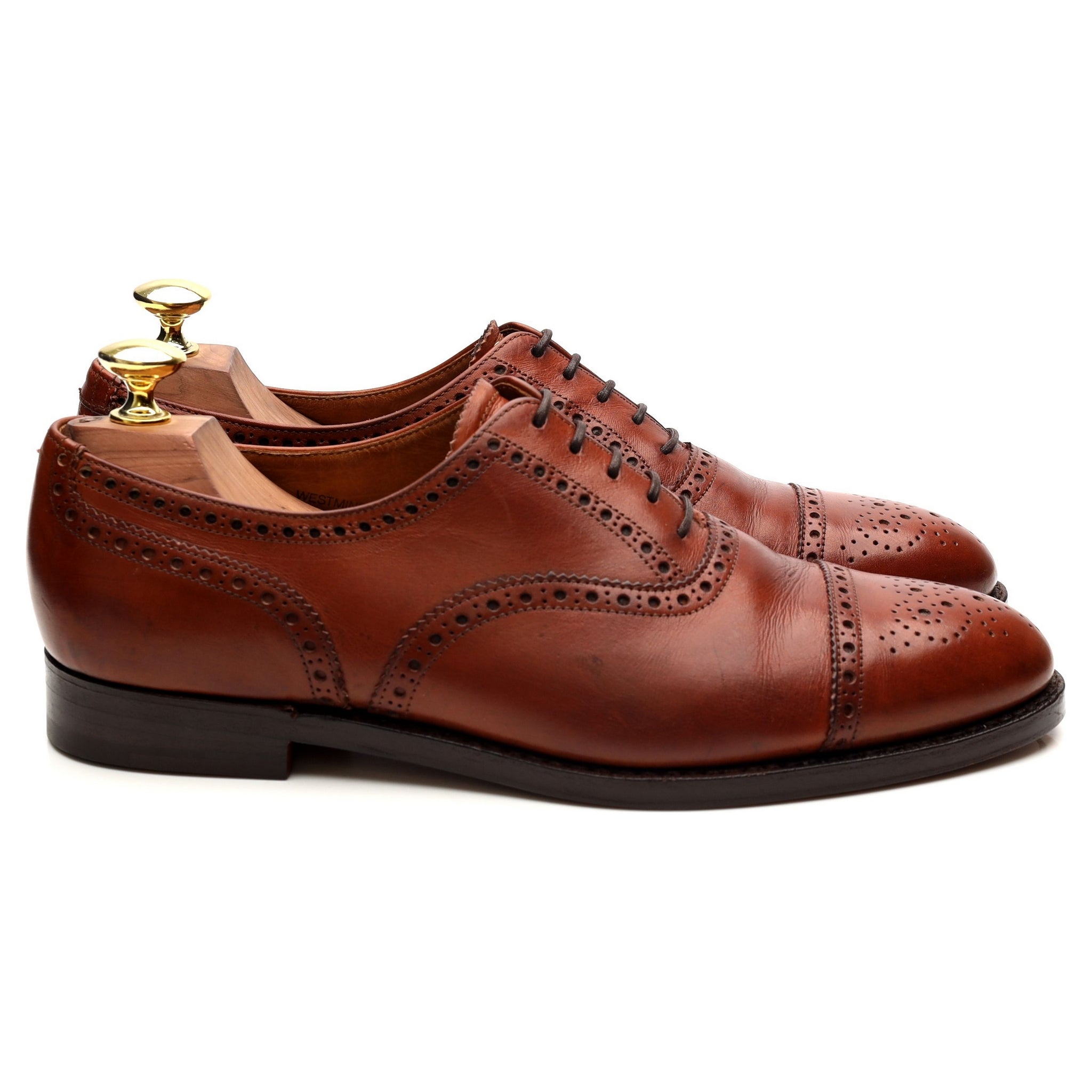 Westminster' Tan Brown Leather Oxford Semi Brogues UK 7.5 E