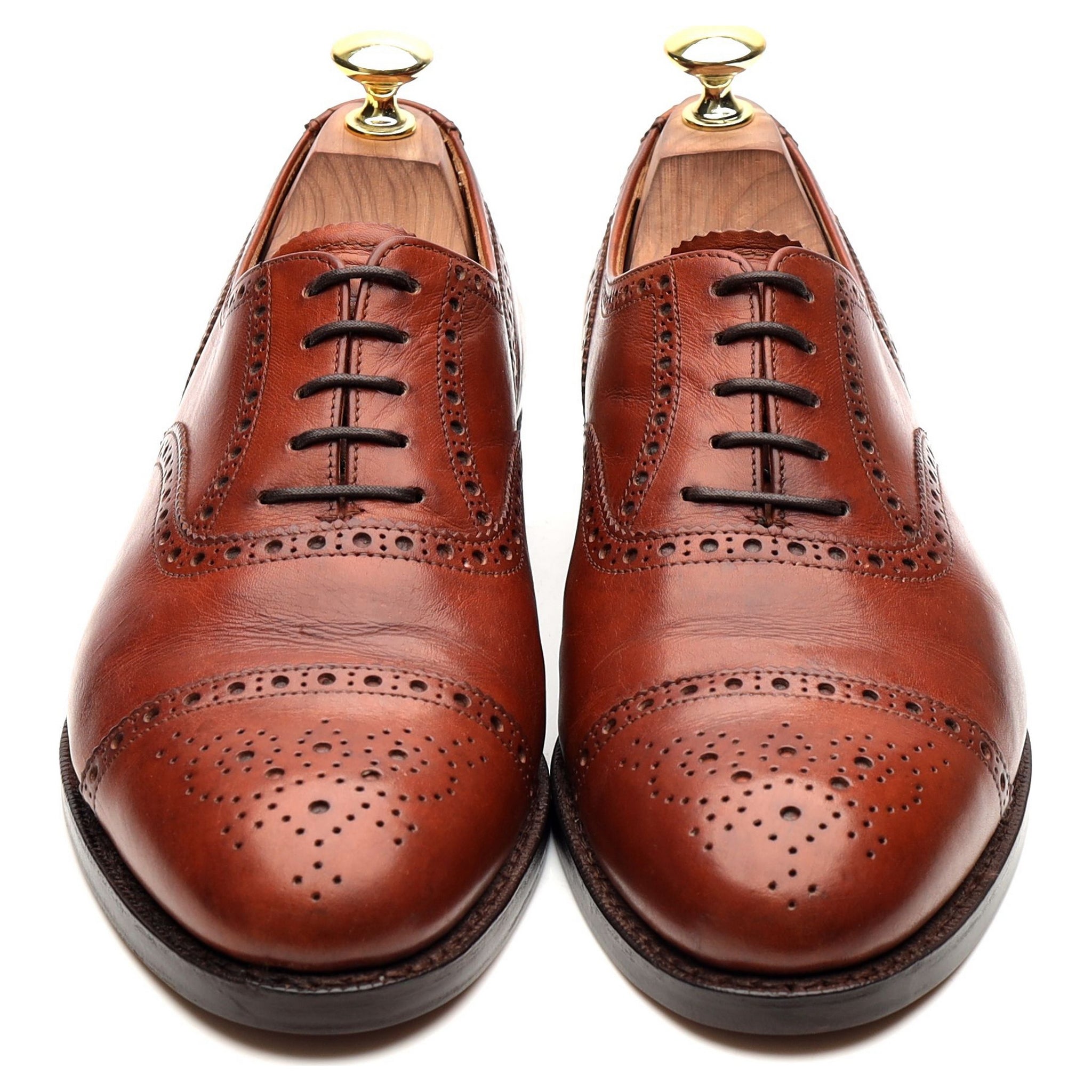 Westminster' Tan Brown Leather Oxford Semi Brogues UK 7.5 E