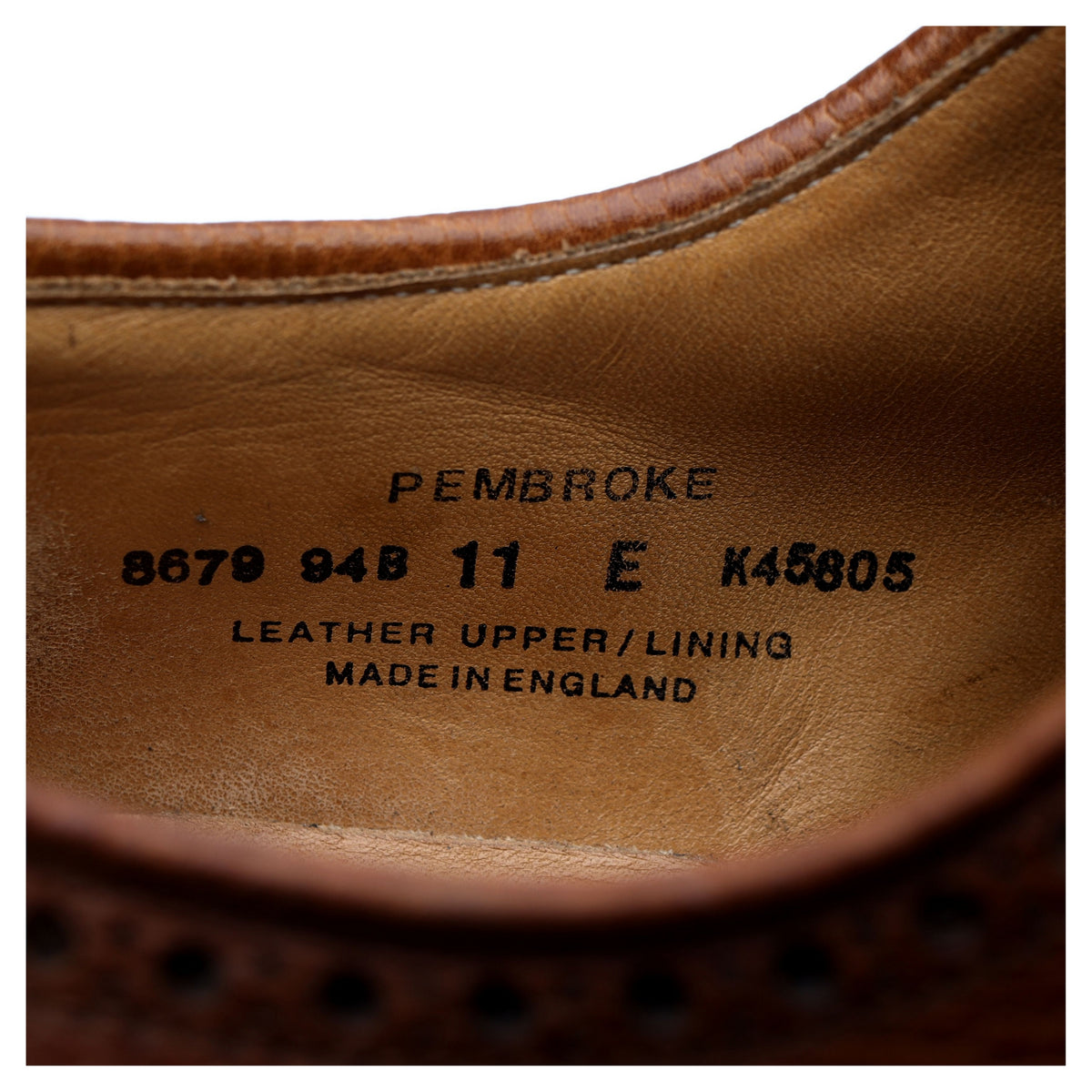 &#39;Pembroke&#39; Tan Brown Leather Derby Brogues UK 11 E