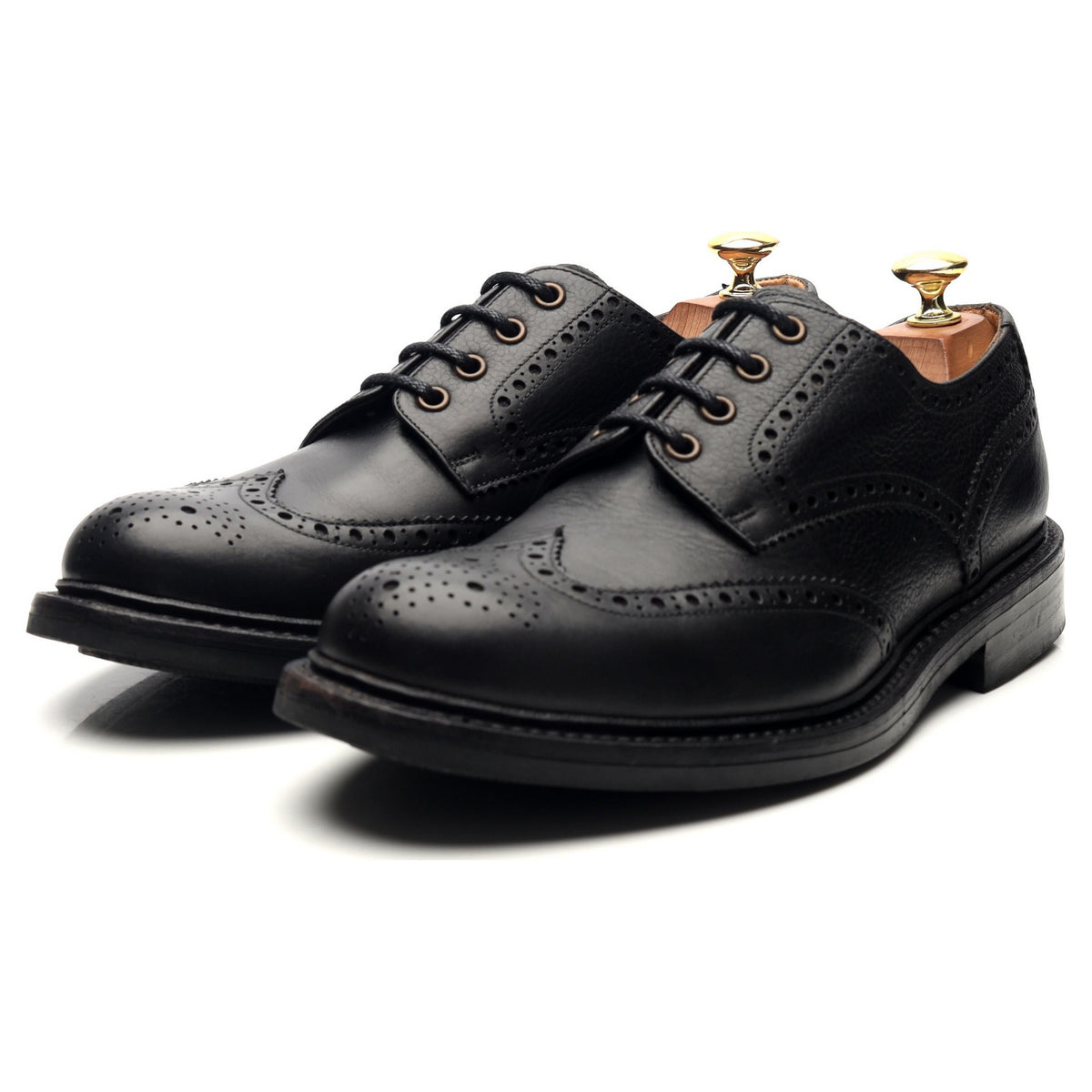 Hoggs Of Fife &#39;Muirfield&#39; Black Leather Derby Brogues UK 8.5 G