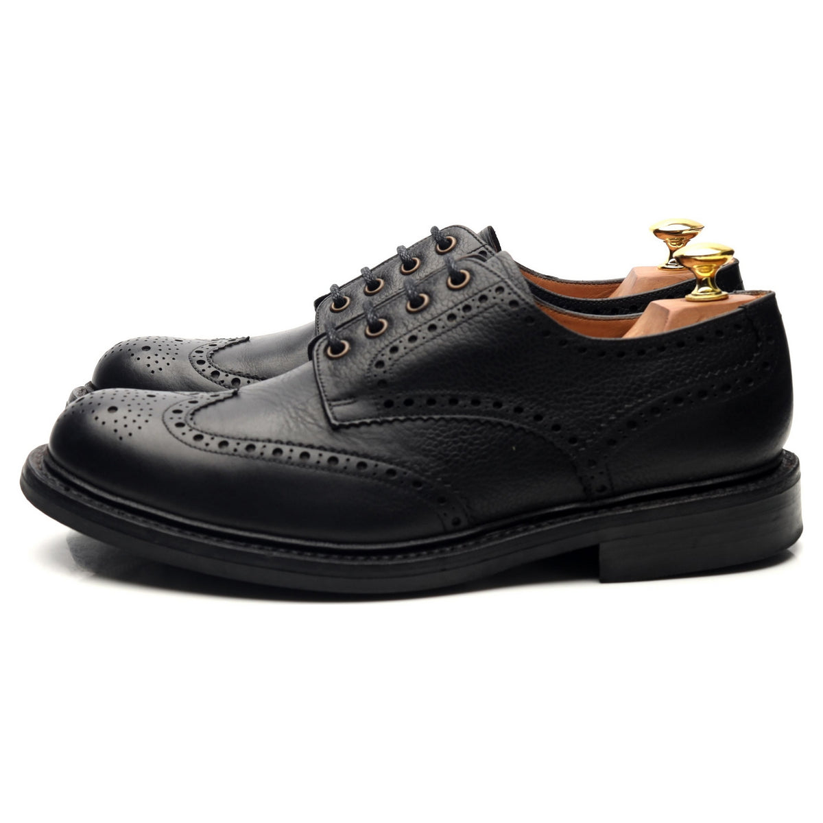 Hoggs Of Fife &#39;Muirfield&#39; Black Leather Derby Brogues UK 8.5 G