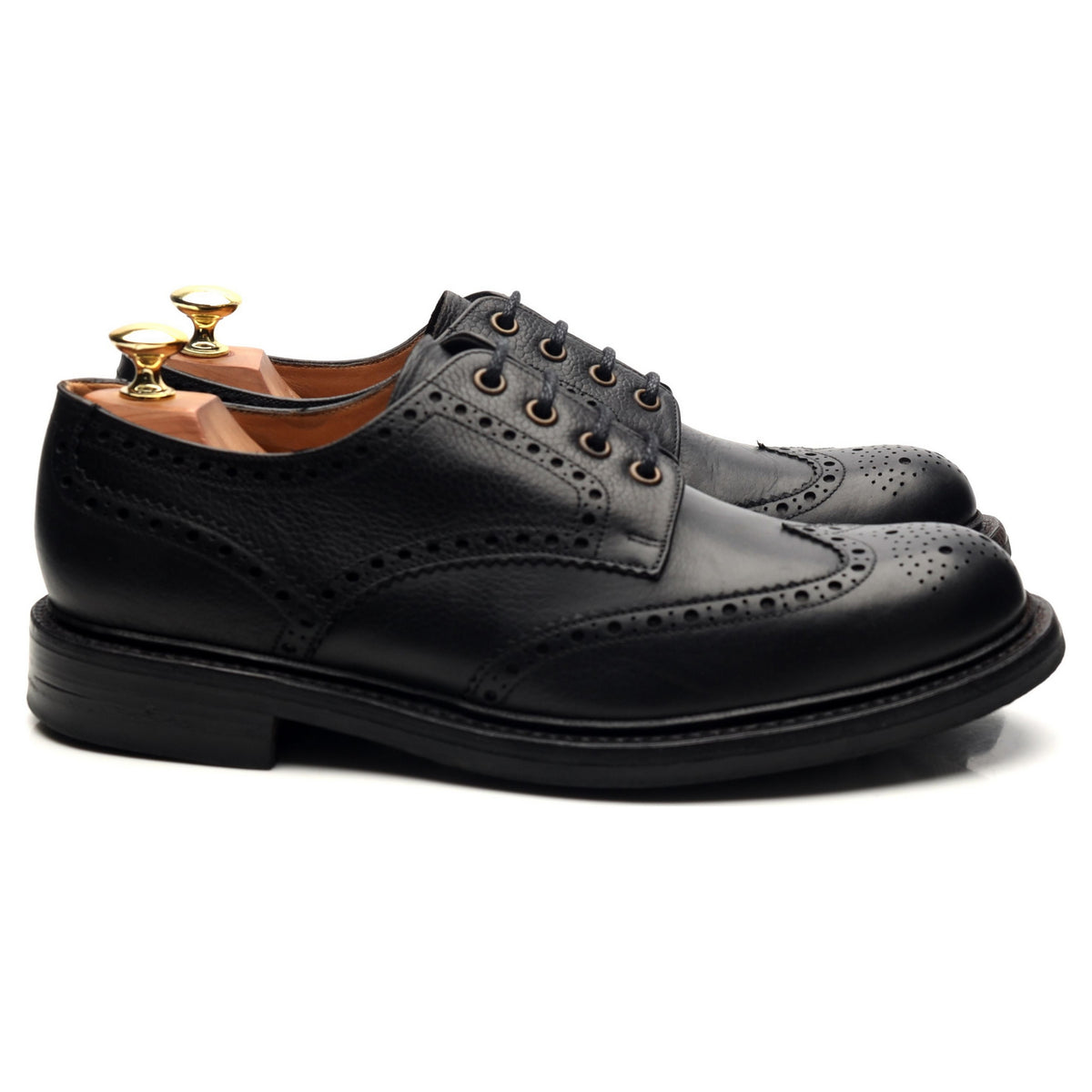 Hoggs Of Fife &#39;Muirfield&#39; Black Leather Derby Brogues UK 8.5 G