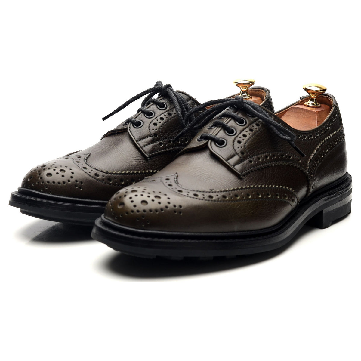 &#39;Bourton&#39; Dark Green Kudu Leather Derby Brogues UK 9