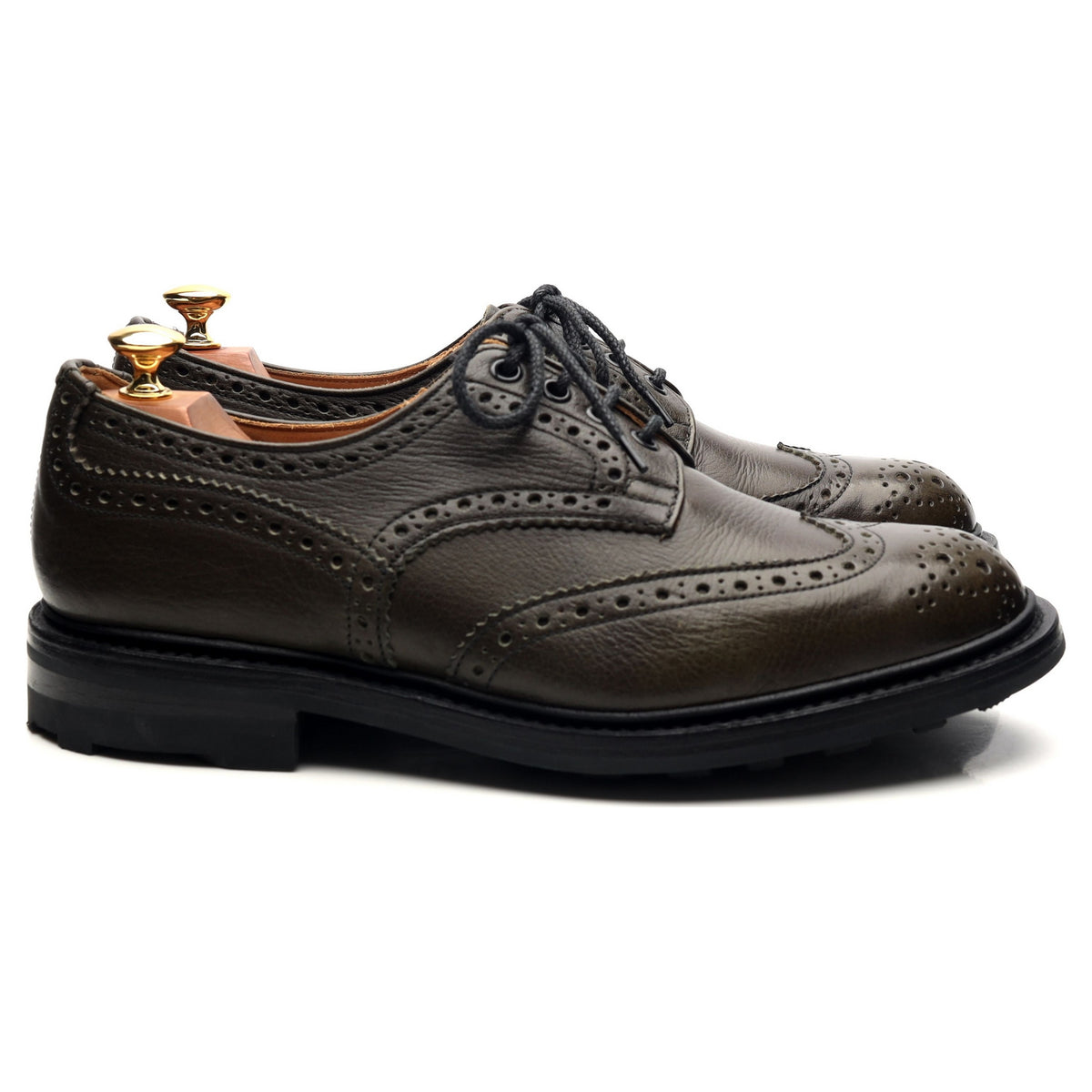 &#39;Bourton&#39; Dark Green Kudu Leather Derby Brogues UK 9