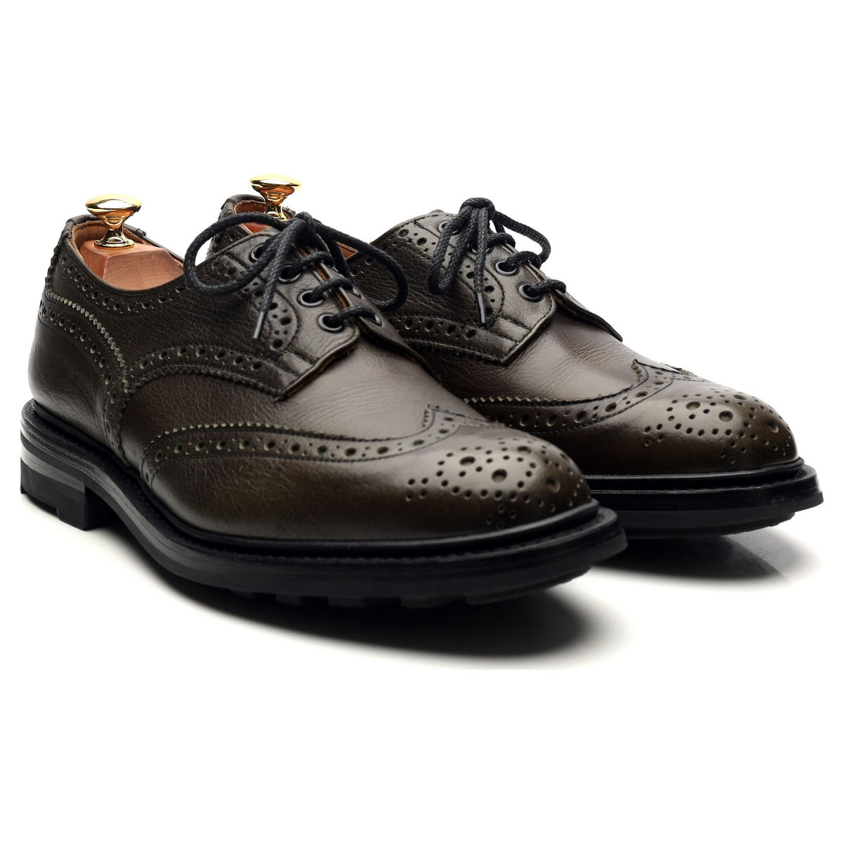 &#39;Bourton&#39; Dark Green Kudu Leather Derby Brogues UK 9