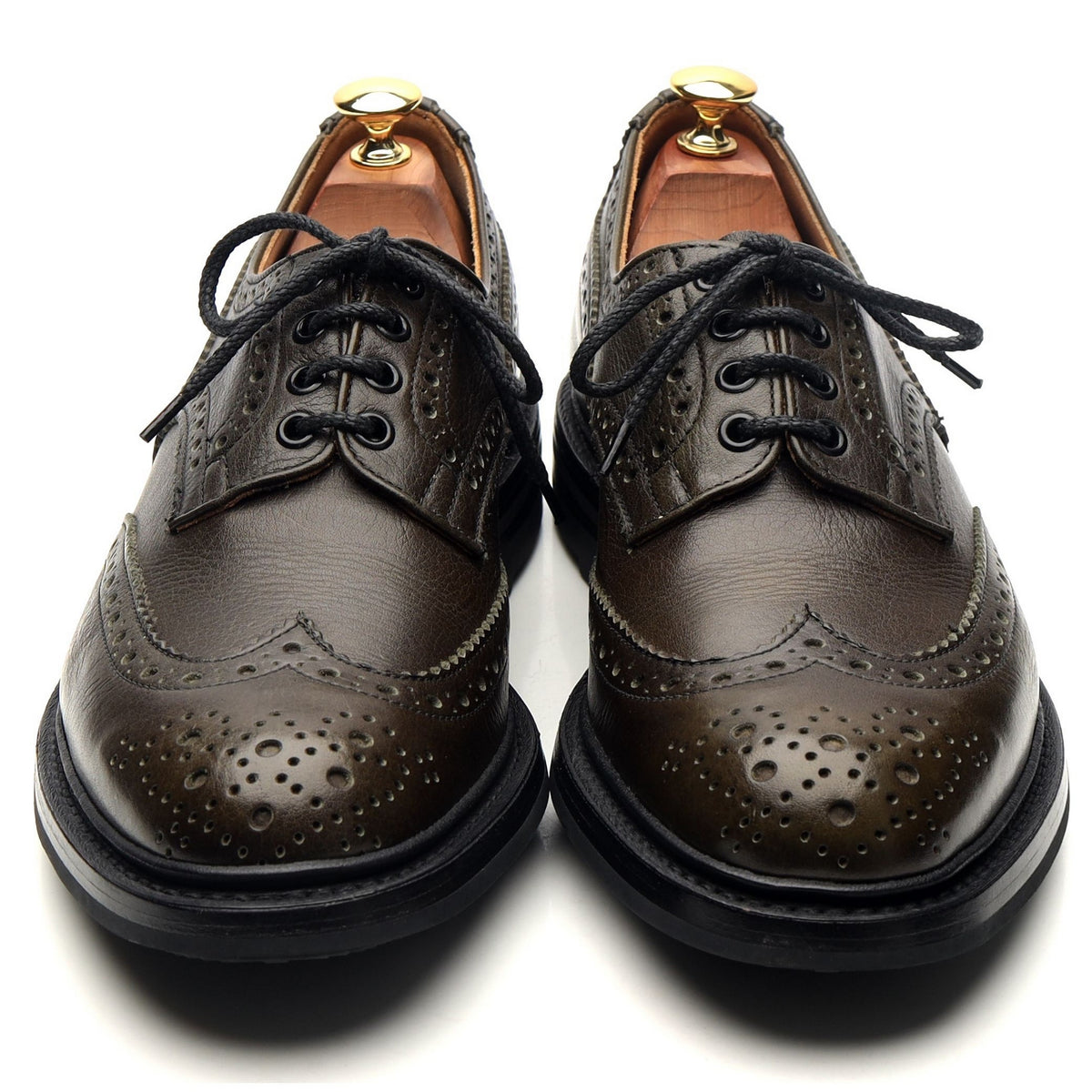 &#39;Bourton&#39; Dark Green Kudu Leather Derby Brogues UK 9