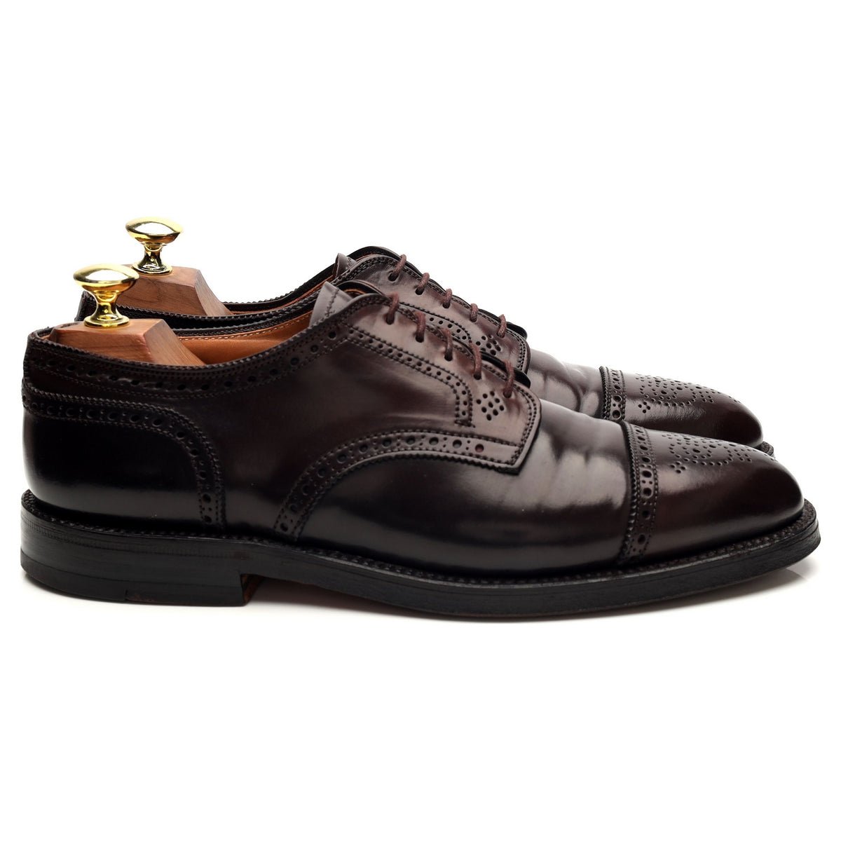 &#39;02145&#39; Burgundy Cordovan Leather Derby Brogues UK 7 US 8 D