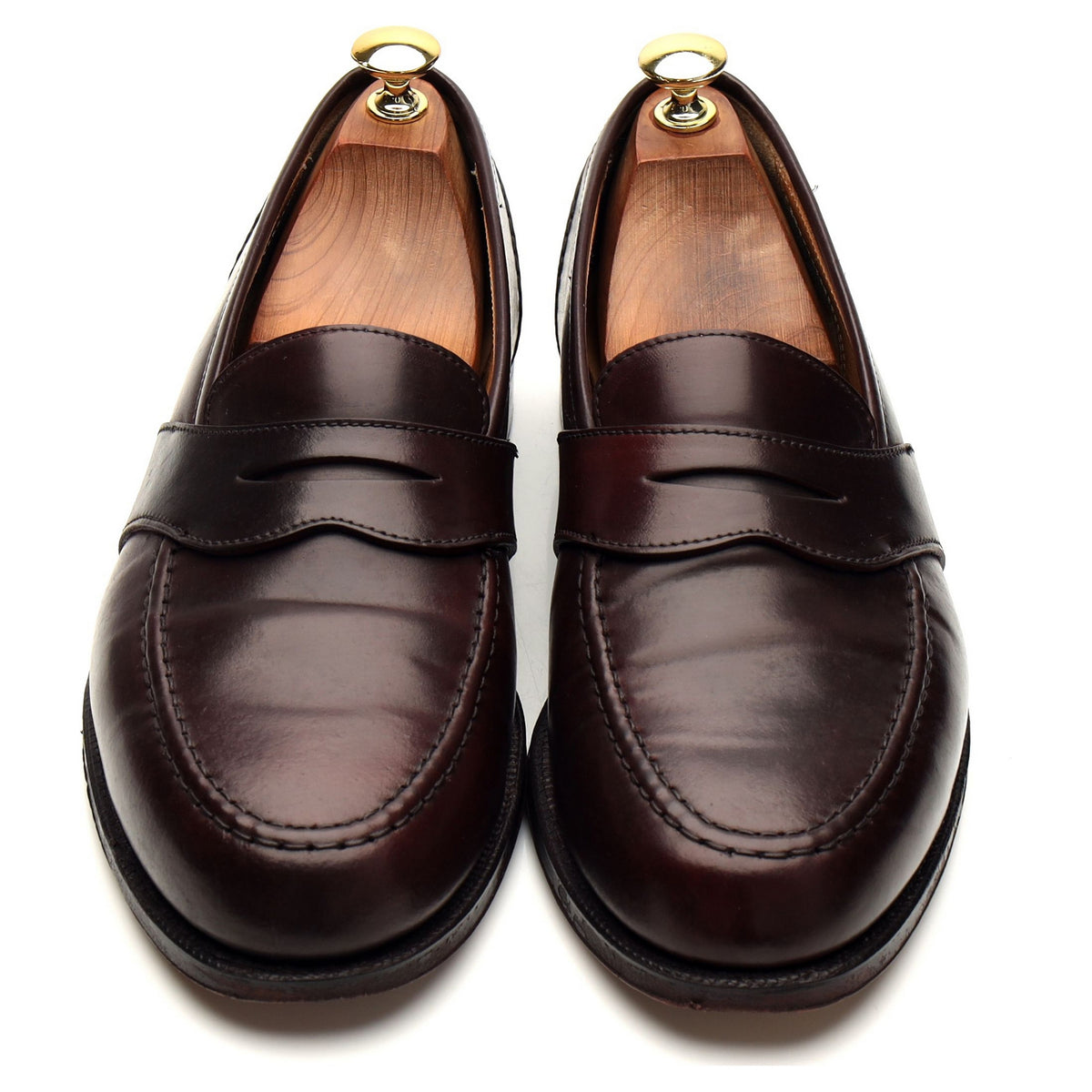 &#39;Yale&#39; Burgundy Cordovan Leather Full Strap Loafers UK 9 E