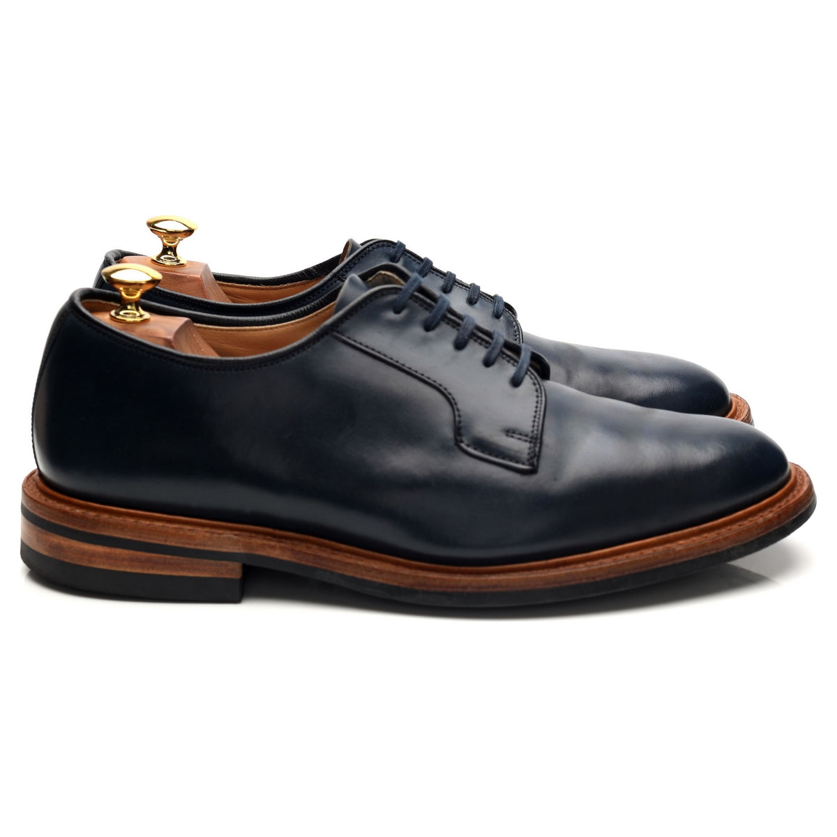 &#39;Bobby&#39; Navy Blue Cordovan Leather Derby UK 10