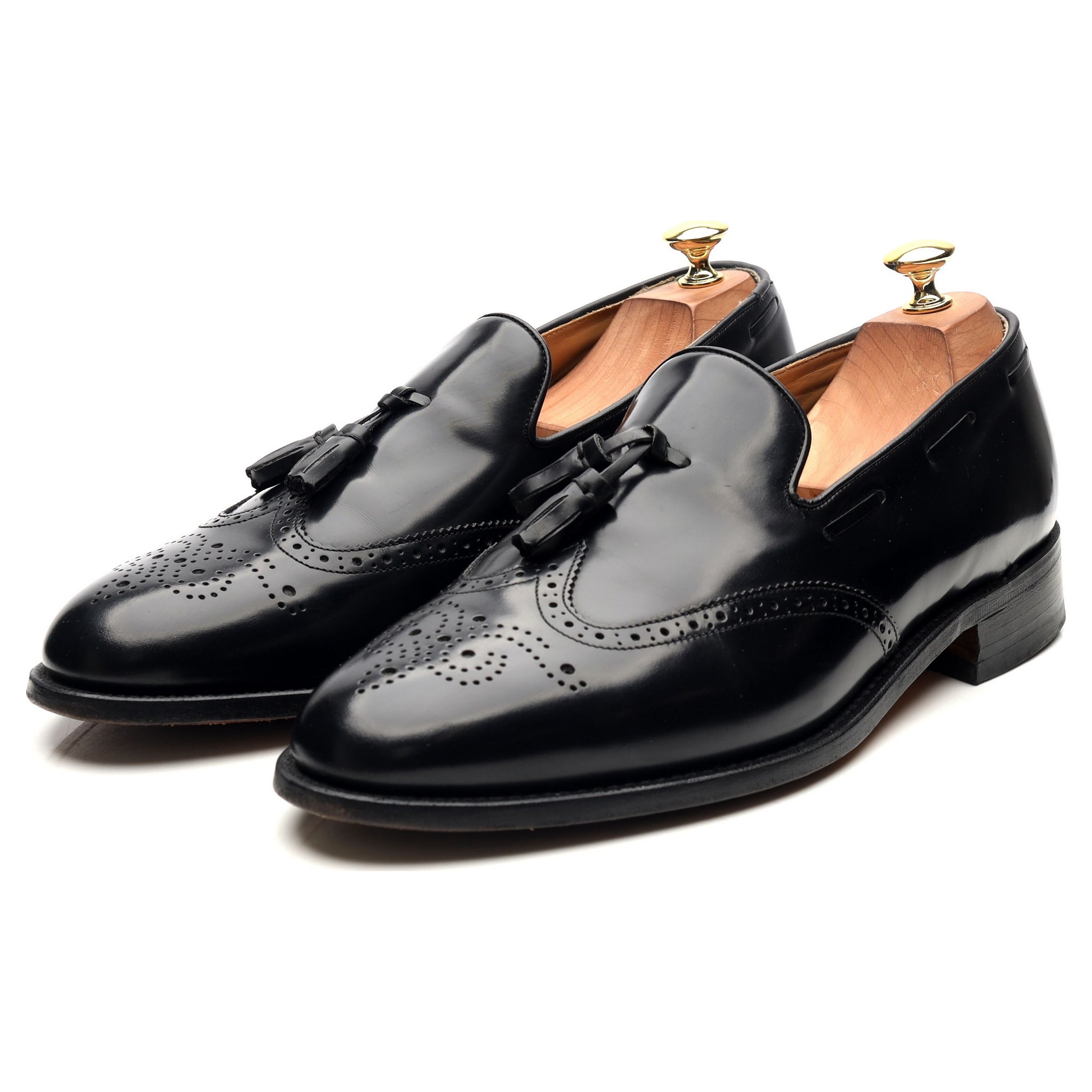 Clive Black Leather Wing Cap Tassel Loafers UK 10.5 F Abbot s Shoes