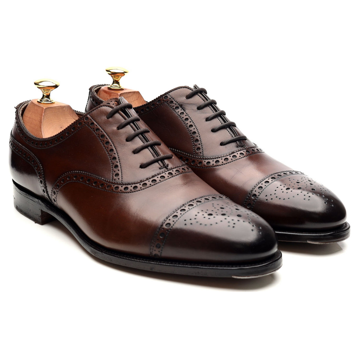 &#39;Cadogan&#39; Dark Brown Leather Oxford Semi Brogues UK 9 E