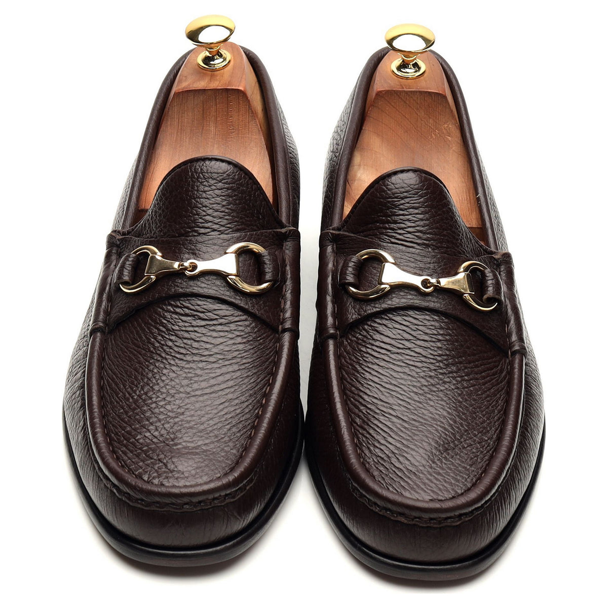 &#39;Beaufoy&#39; Brown Grain Leather Horsebit Lofers UK 10