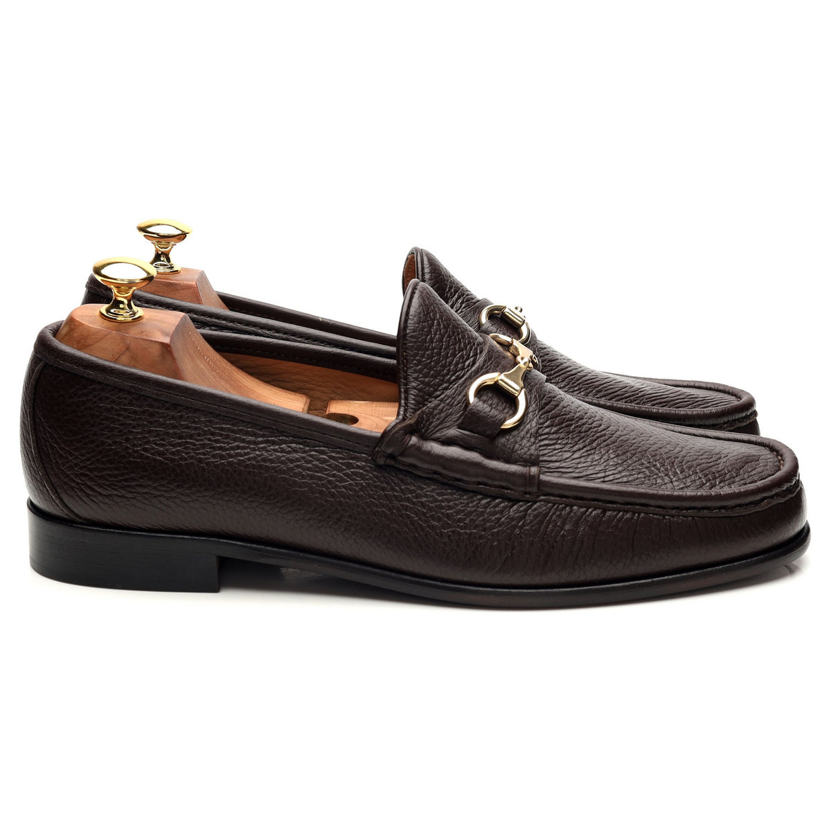 &#39;Beaufoy&#39; Brown Grain Leather Horsebit Lofers UK 10
