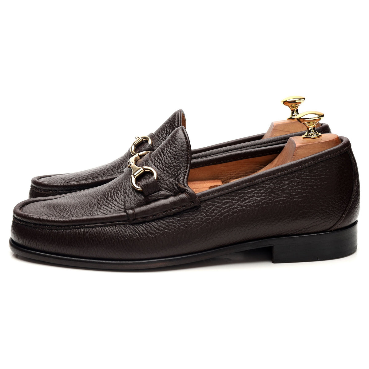 &#39;Beaufoy&#39; Brown Grain Leather Horsebit Lofers UK 10
