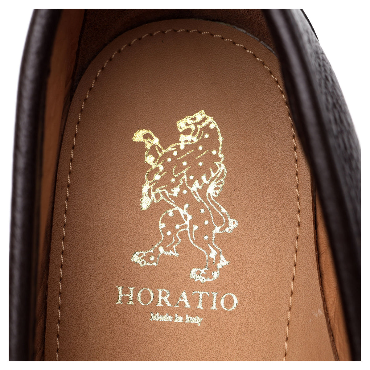 &#39;Beaufoy&#39; Brown Grain Leather Horsebit Lofers UK 10