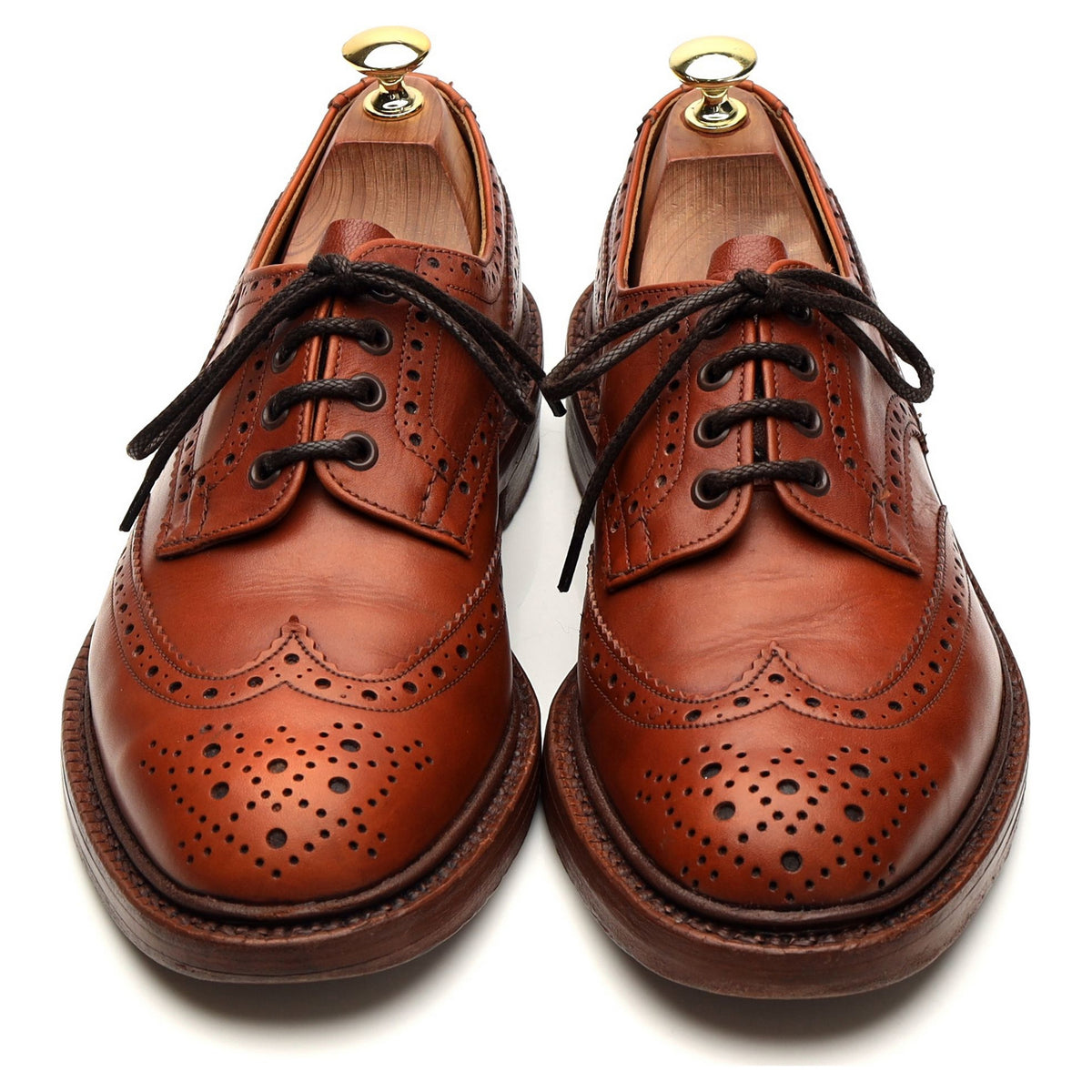 Tan Brown Leather Derby Brogues UK 8