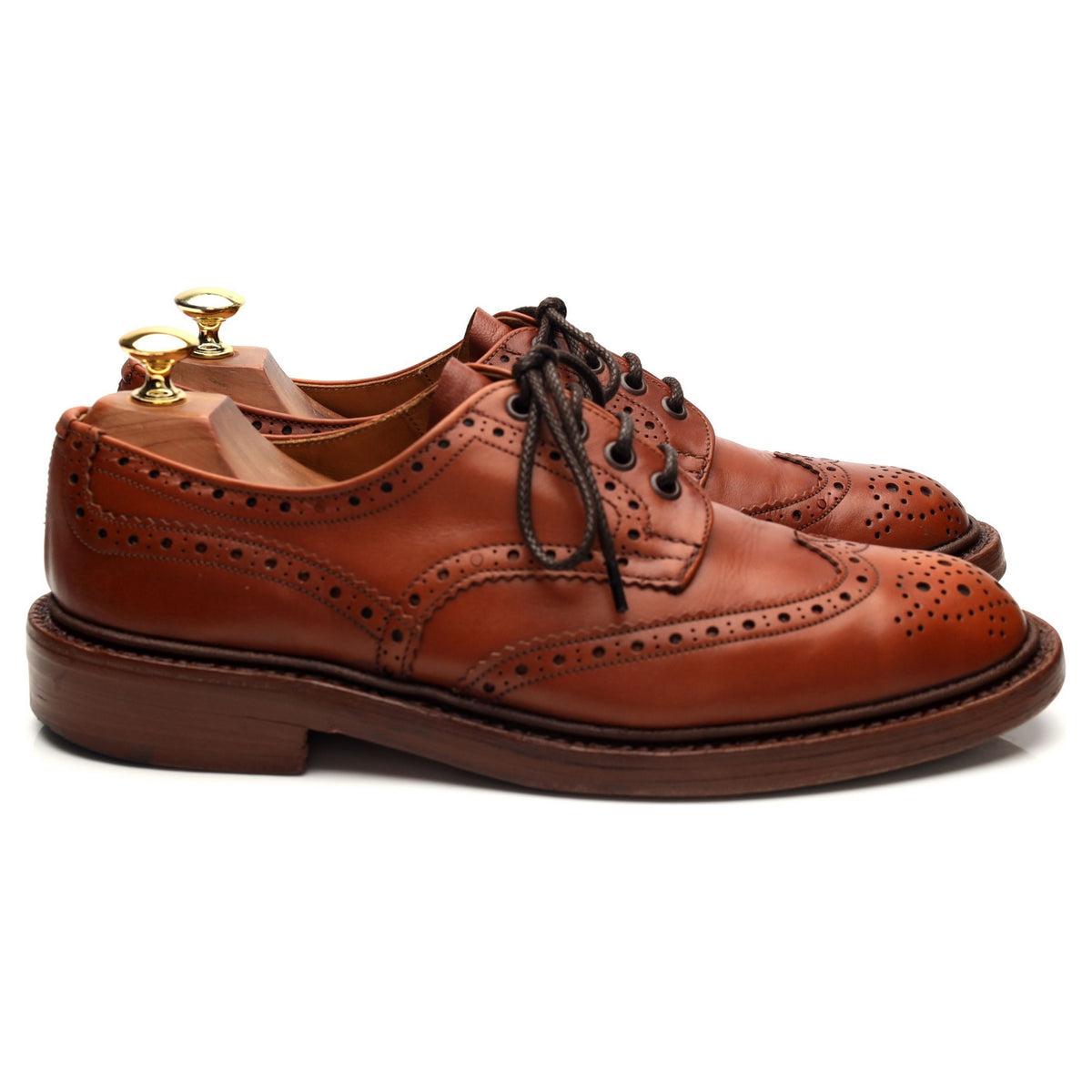 Tan Brown Leather Derby Brogues UK 8
