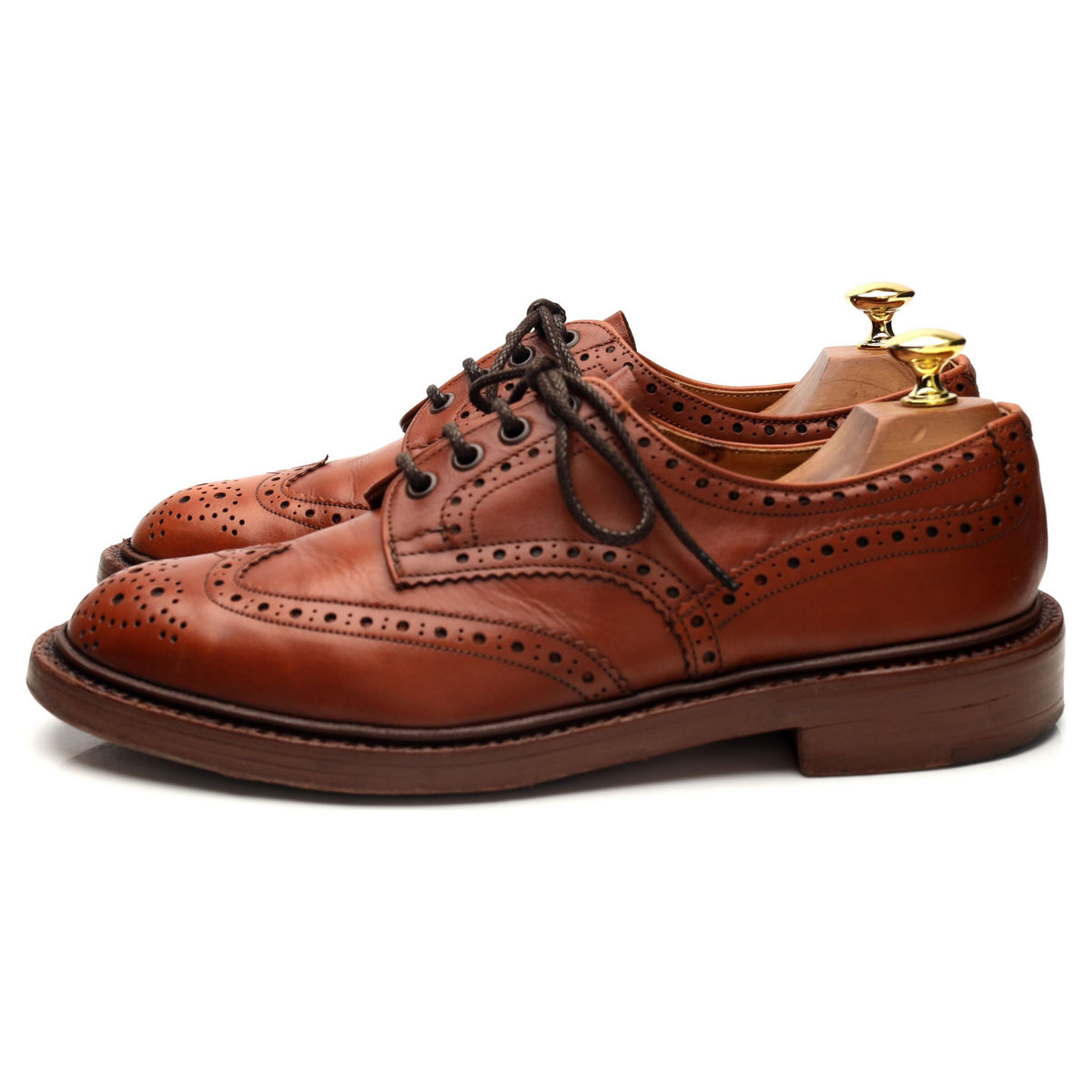Tan Brown Leather Derby Brogues UK 8