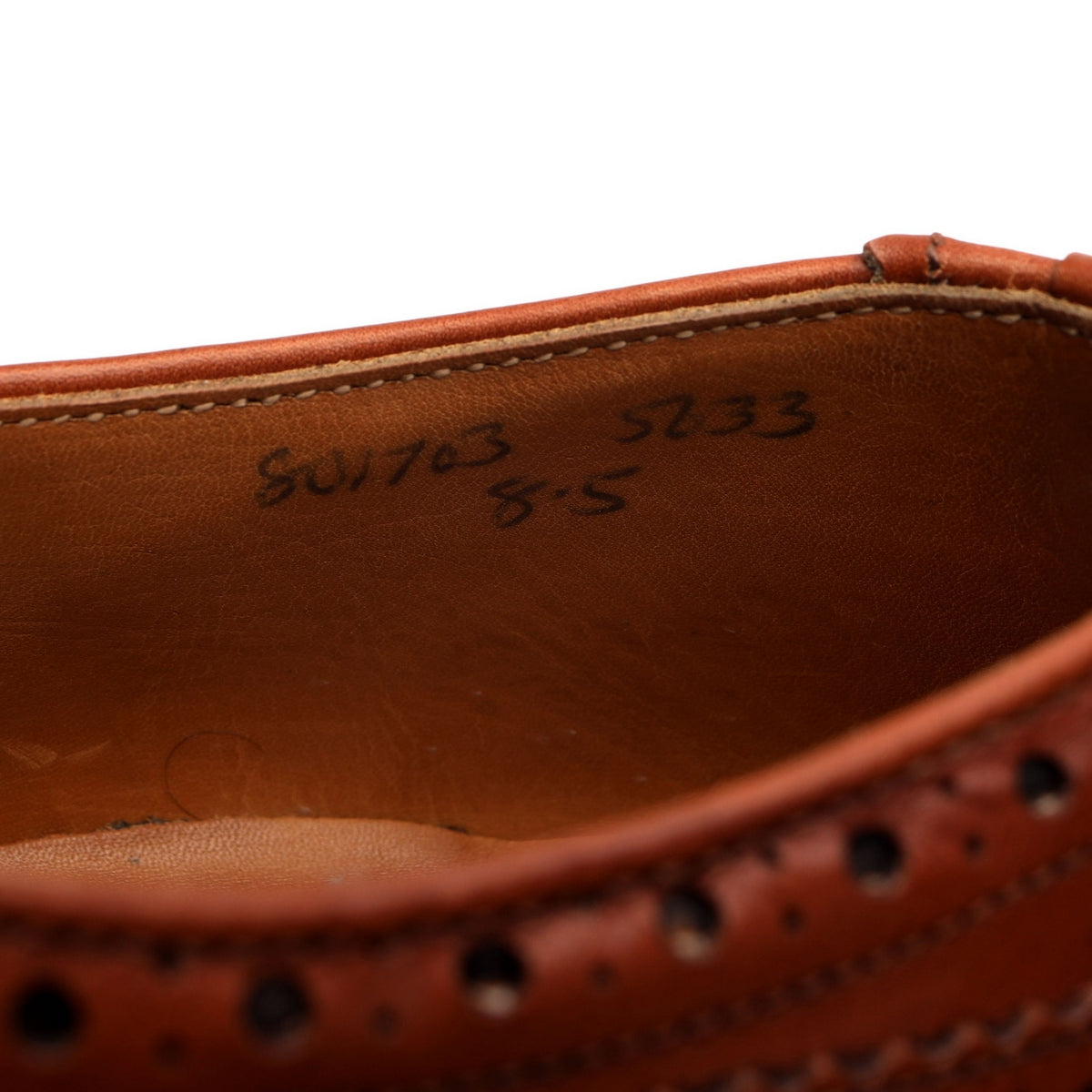 Tan Brown Leather Derby Brogues UK 8