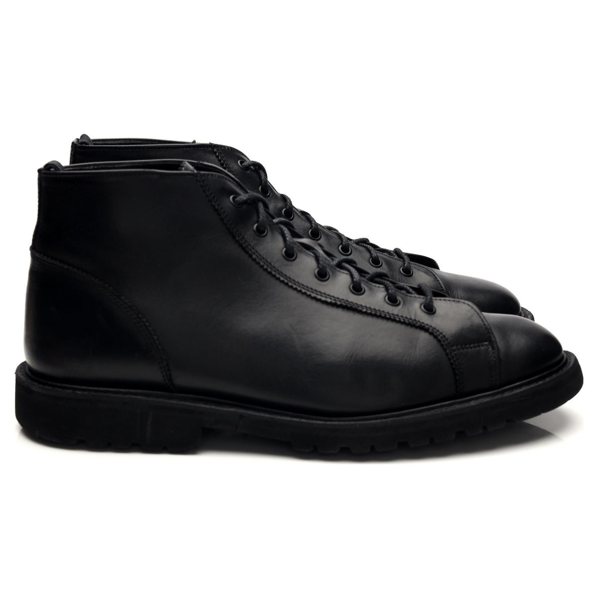 &#39;Ethan&#39; Black Leather Monkey Boots UK 10
