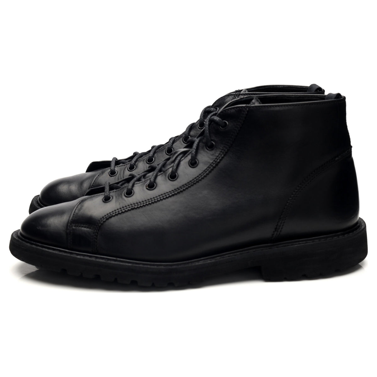 &#39;Ethan&#39; Black Leather Monkey Boots UK 10